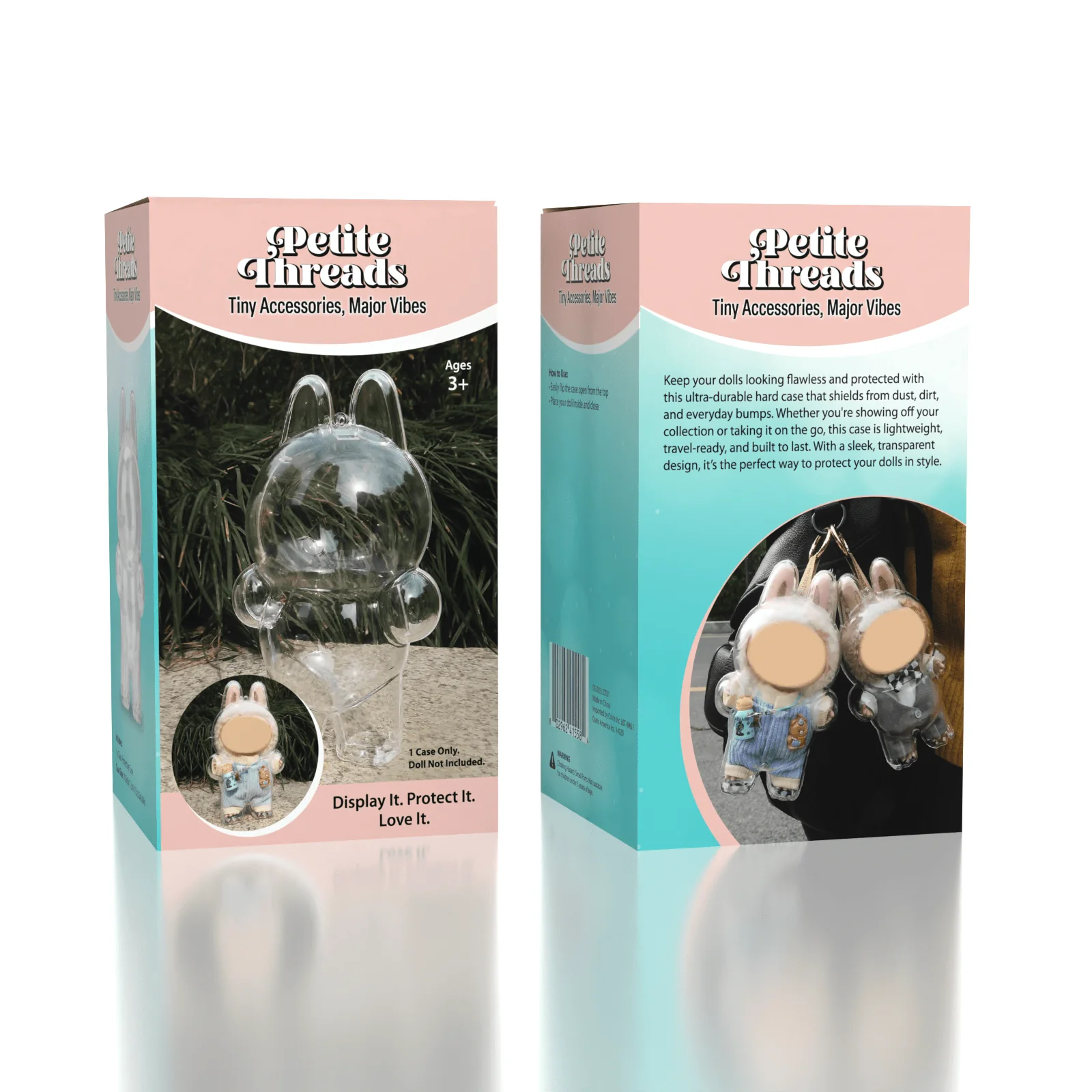 Doll Protective Carrying Case For Plush Pendant (1pc) Sitting or Standing - Petite Threads