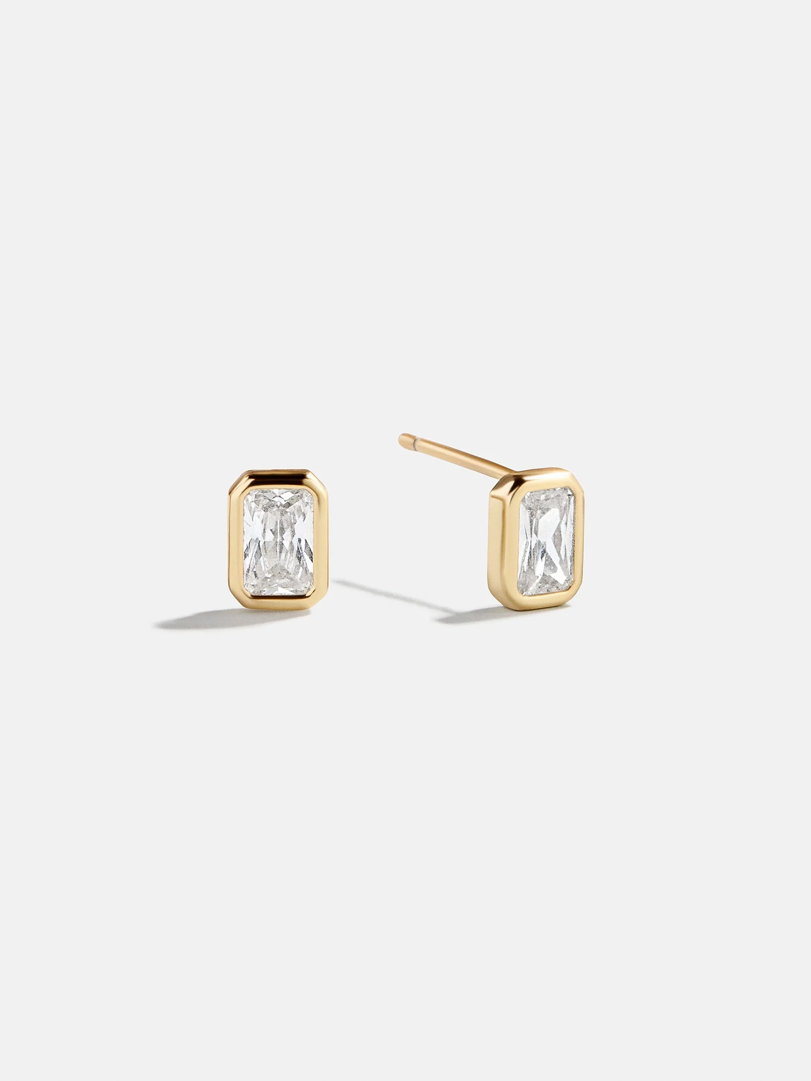 Bianca 14K Gold Earrings - Emerald Bezel Set Earrings
