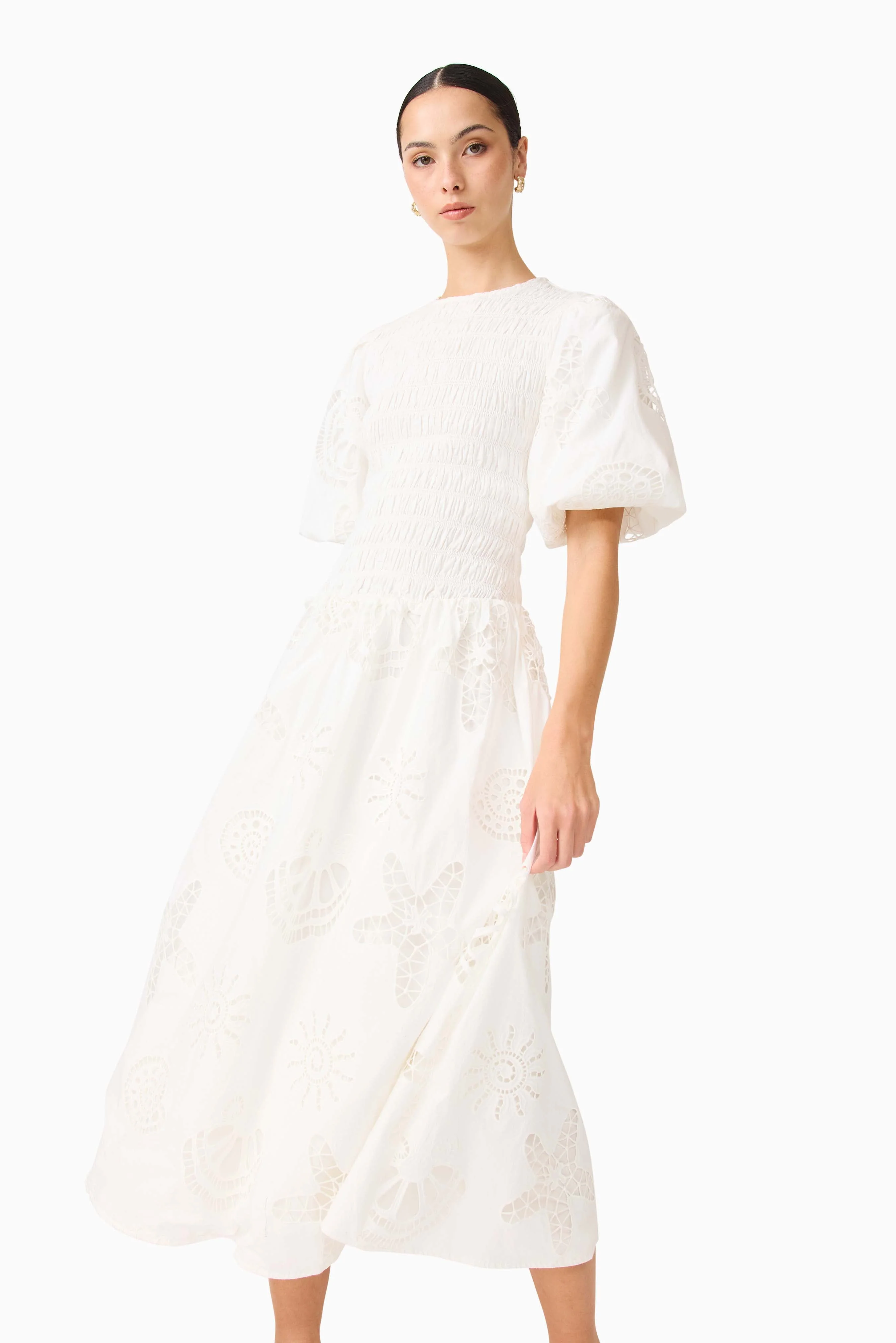 Celine Puff Sleeve Maxi Dress in White