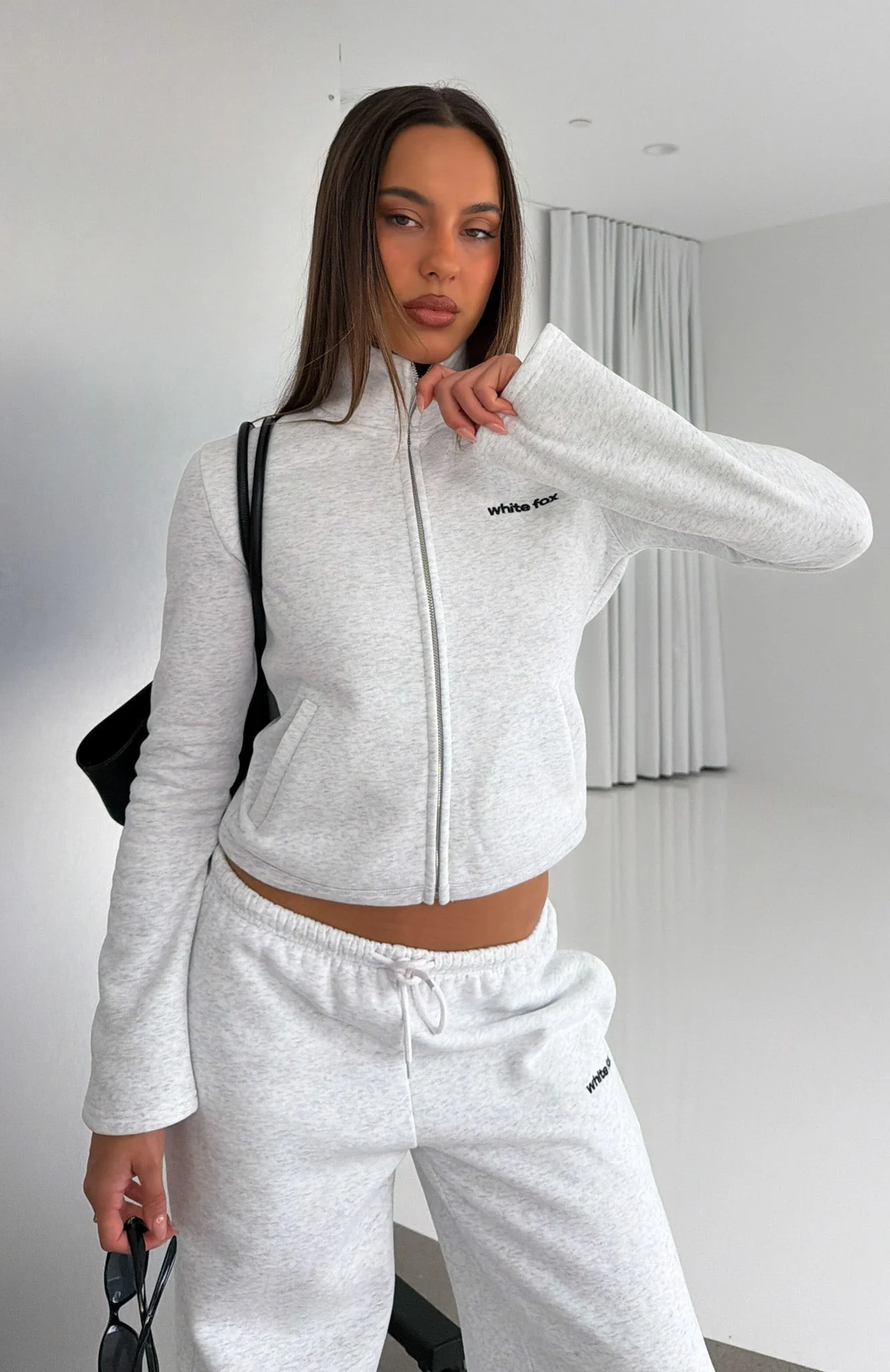 Not Changing Zip Front Funnel Neck Jacket Grey Marle