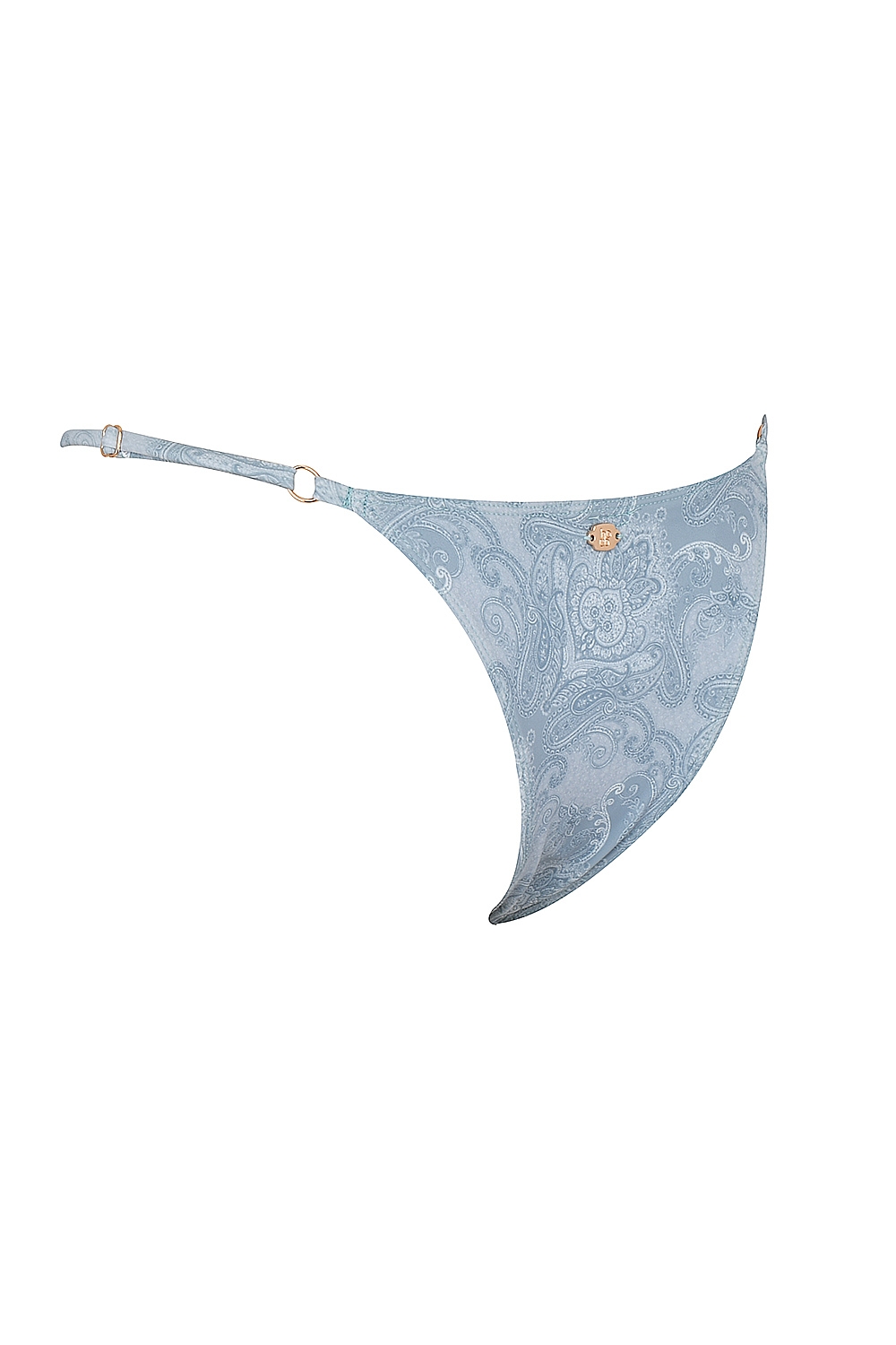 Blue Paisley Ruffle Trim Bikini Bottom