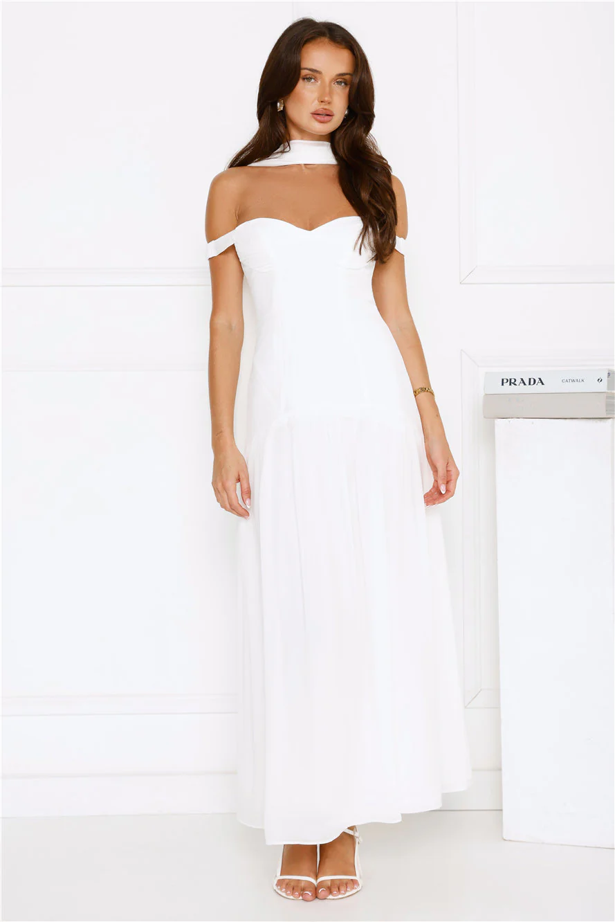 The Style Spotlight Off Shoulder Maxi Dress White - luluinthesky