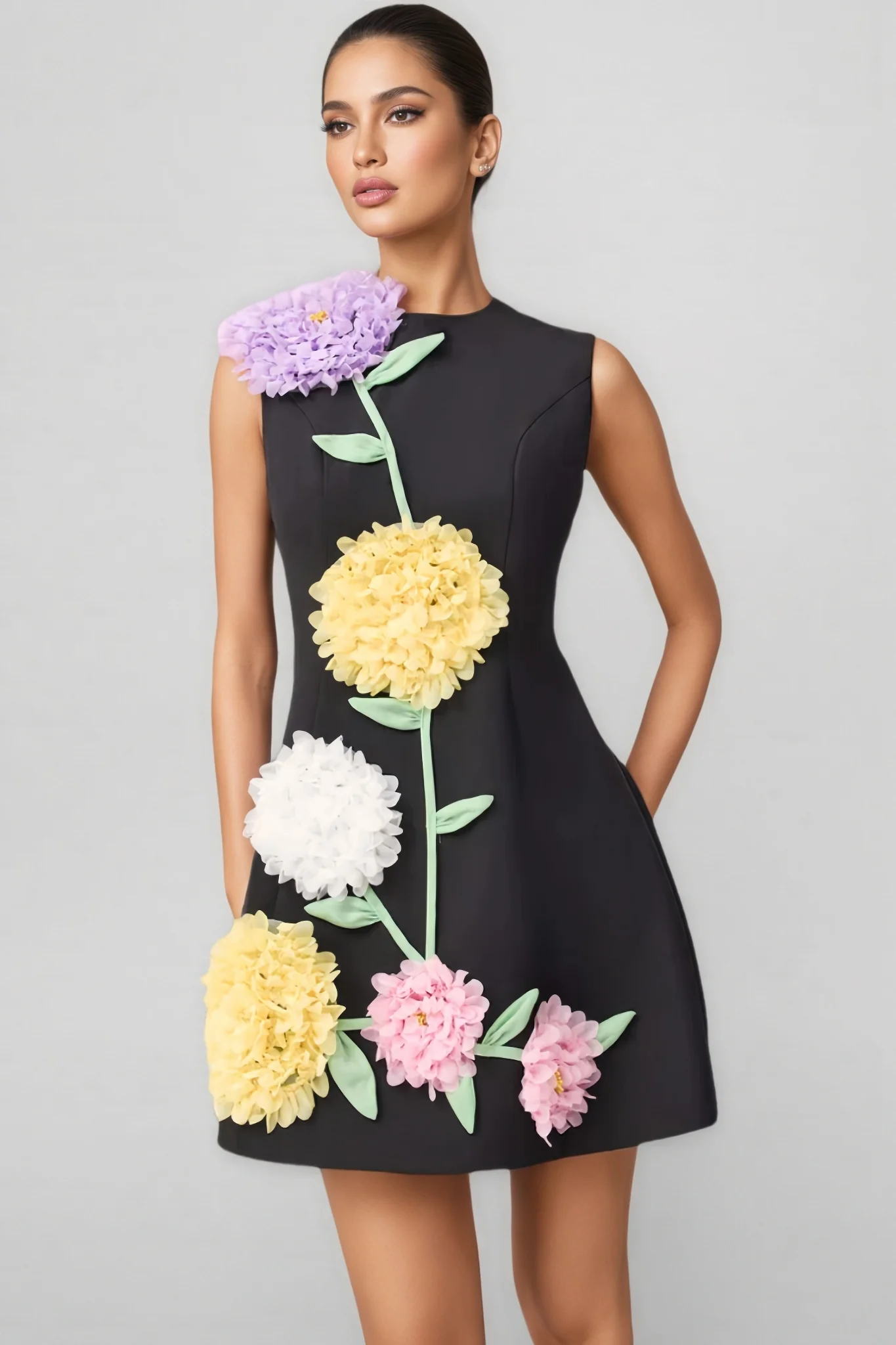 Codi Black Buttercup Embroidered Mini Dress - luluinthesky