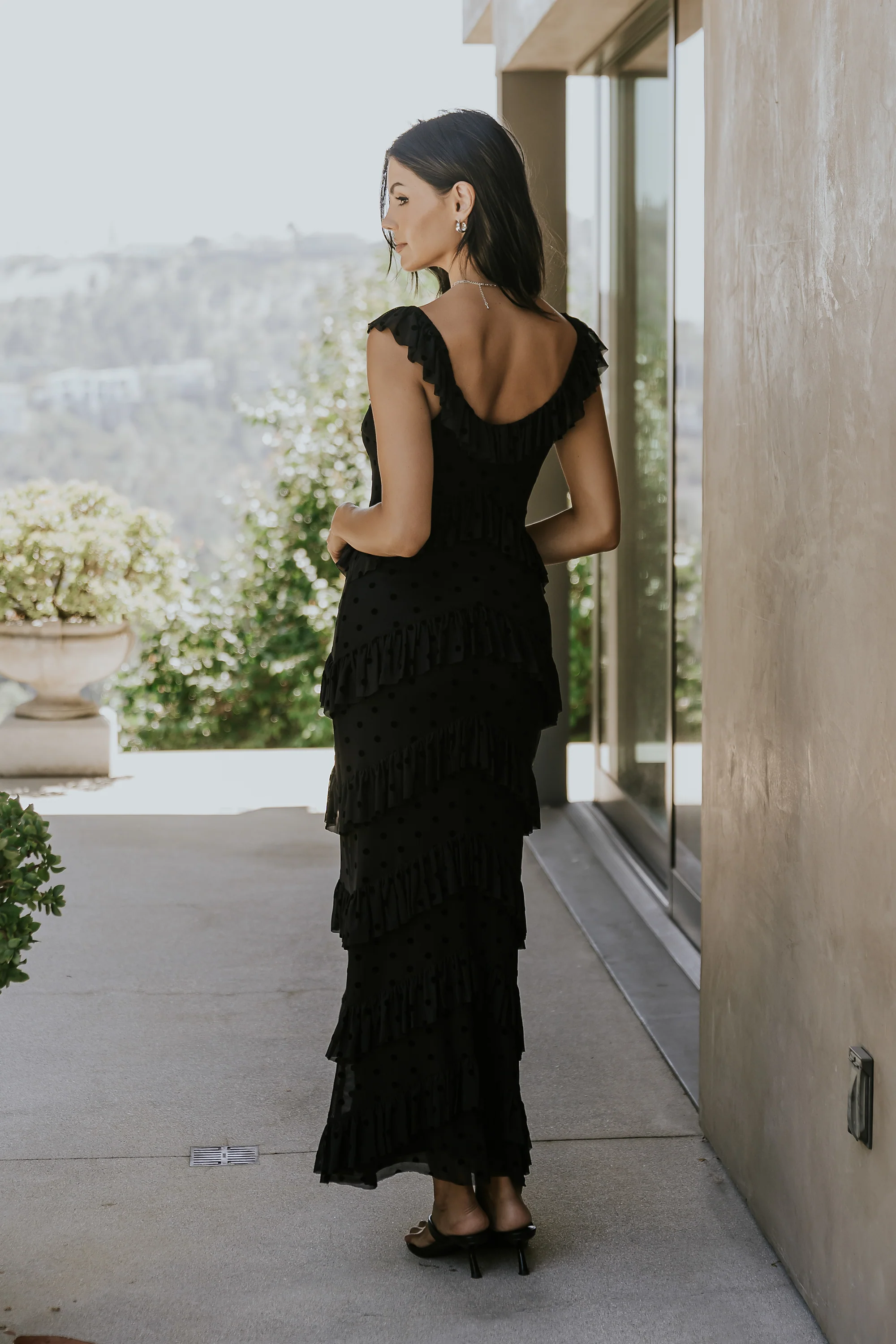 Katrina Tiered Maxi Dress in Black