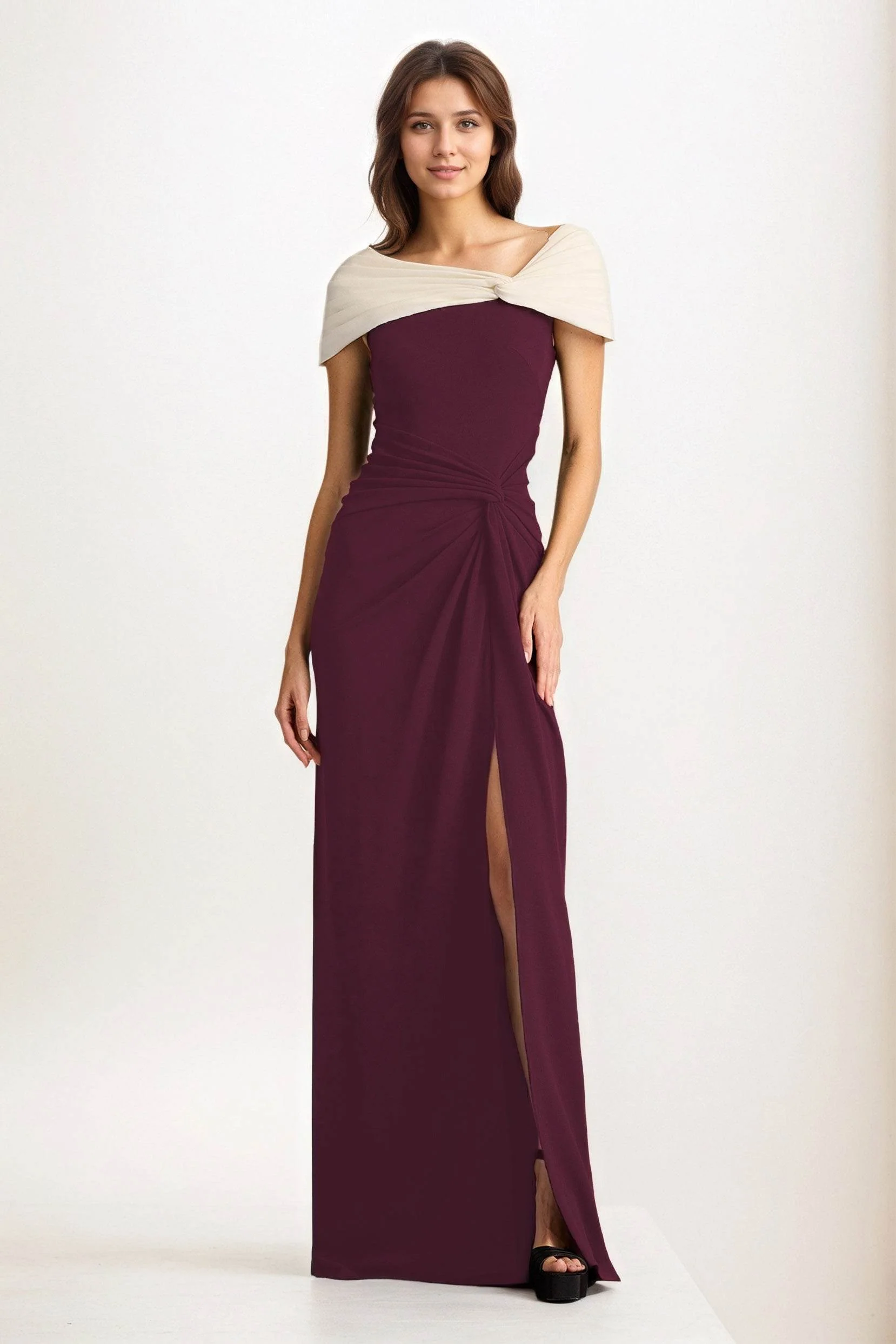 Sheath-Column Maxi Chiffon Wedding Guest Dress CG0279