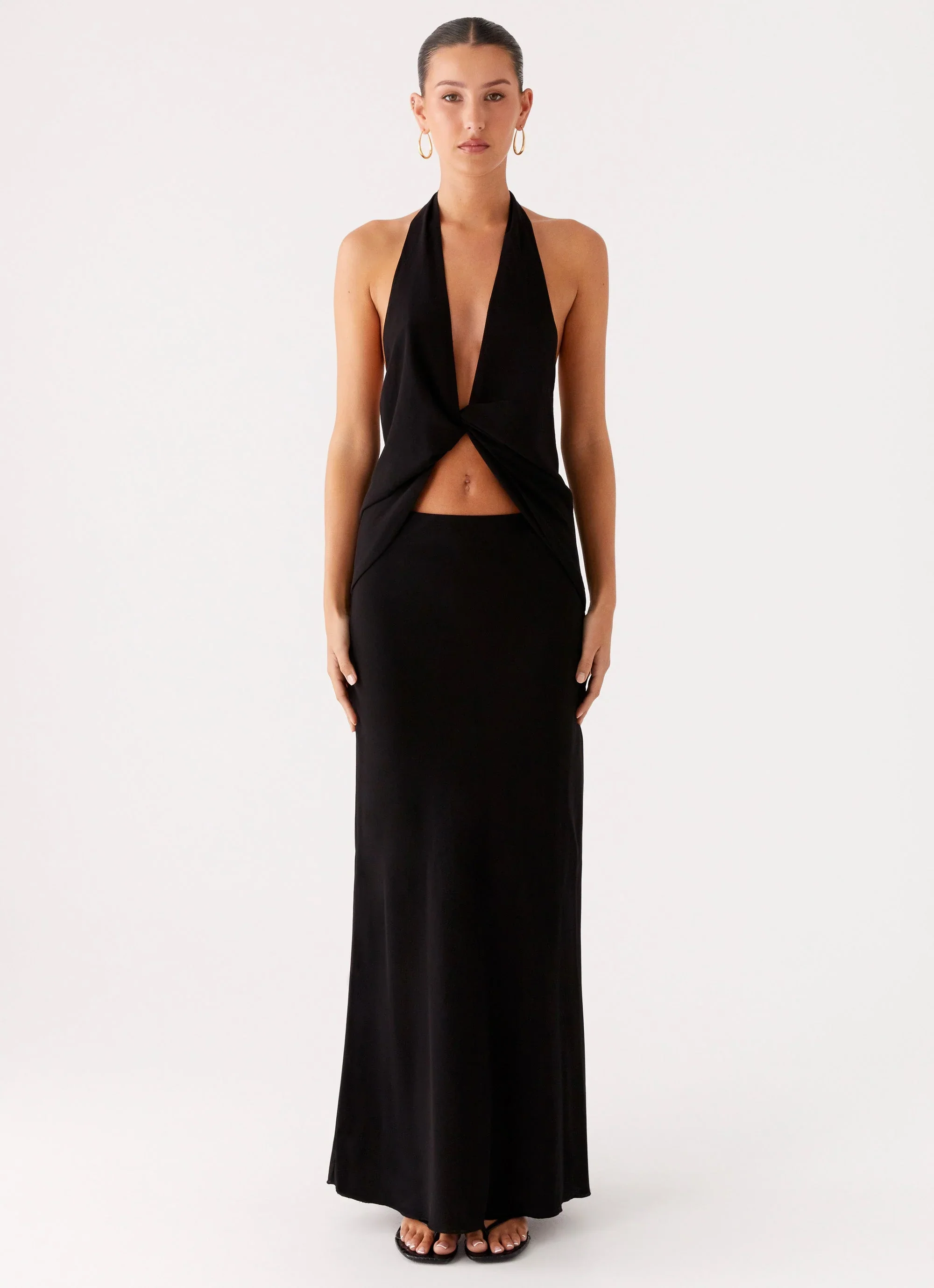 Michaella Chiffon Twist Top - Black