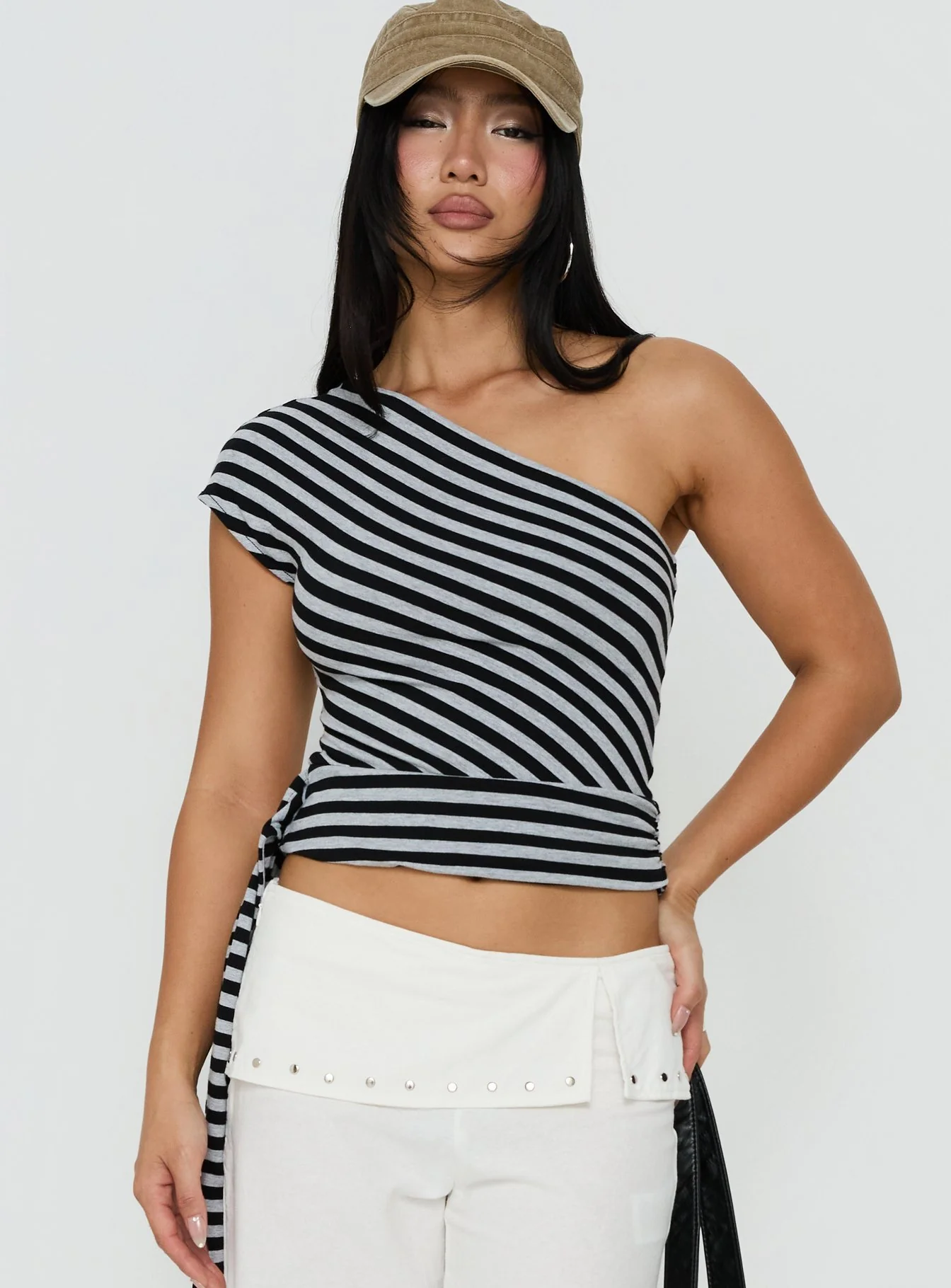 Lost Connection One Shoulder Top Multi Stripe