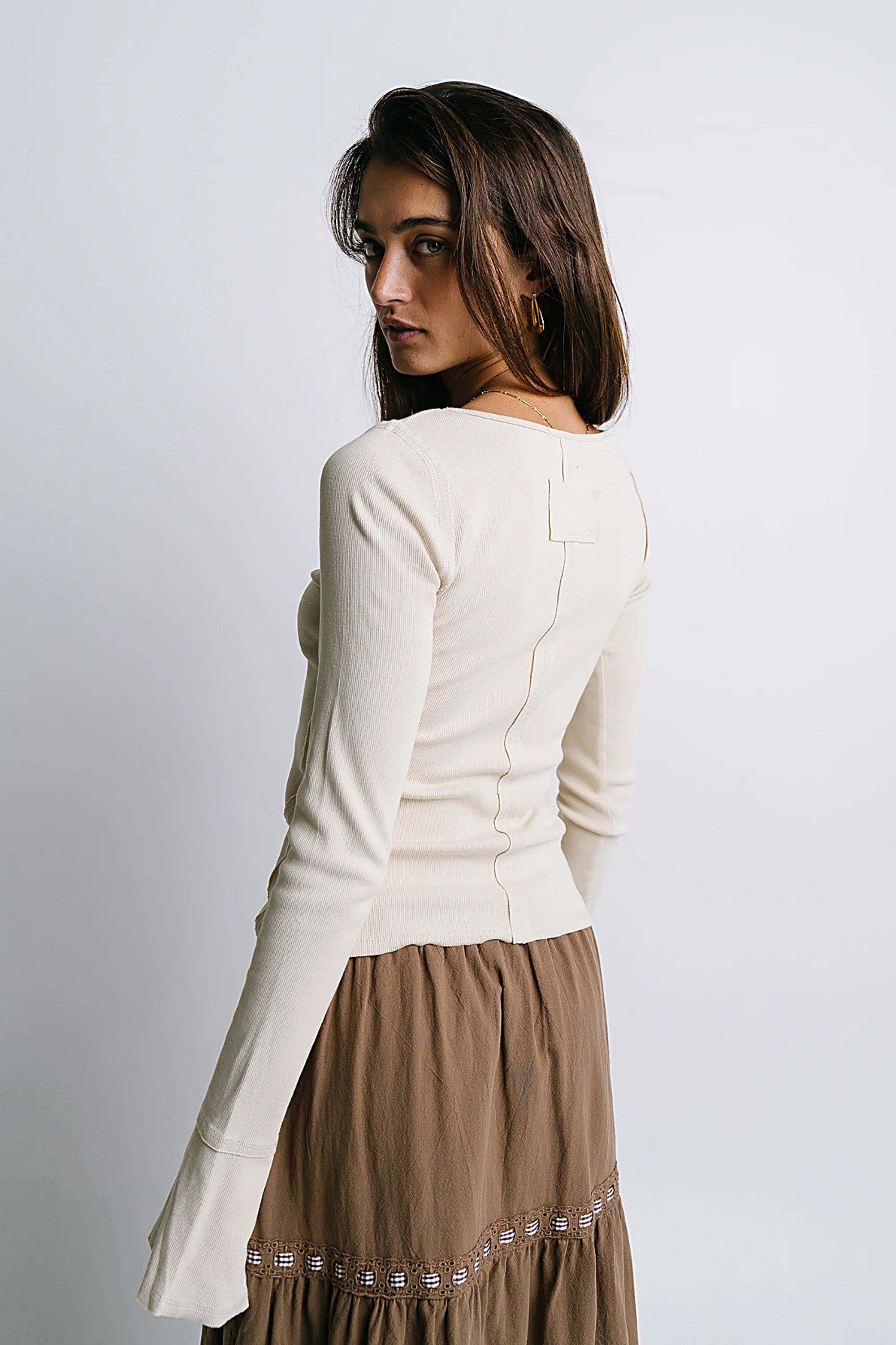 Toby Ribbed Top in Bone