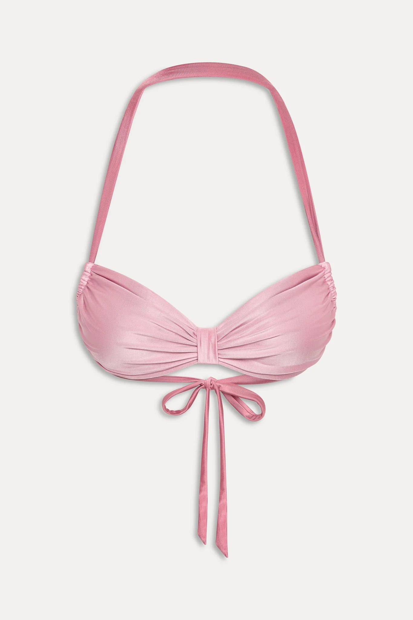 Reece Satin Halter Bikini Top - Sunset Pink