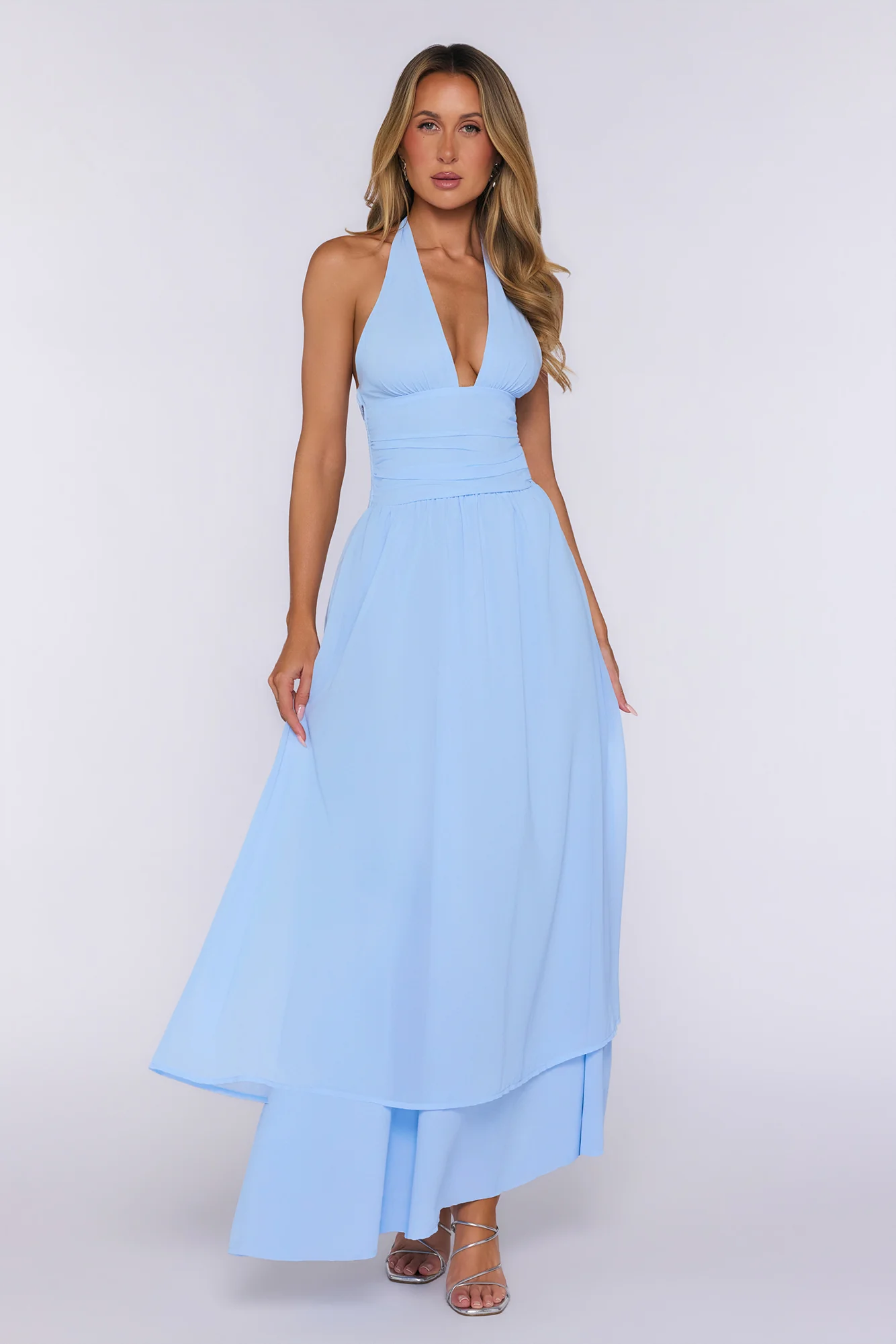 Pretty Love Language Halter Maxi Dress Blue