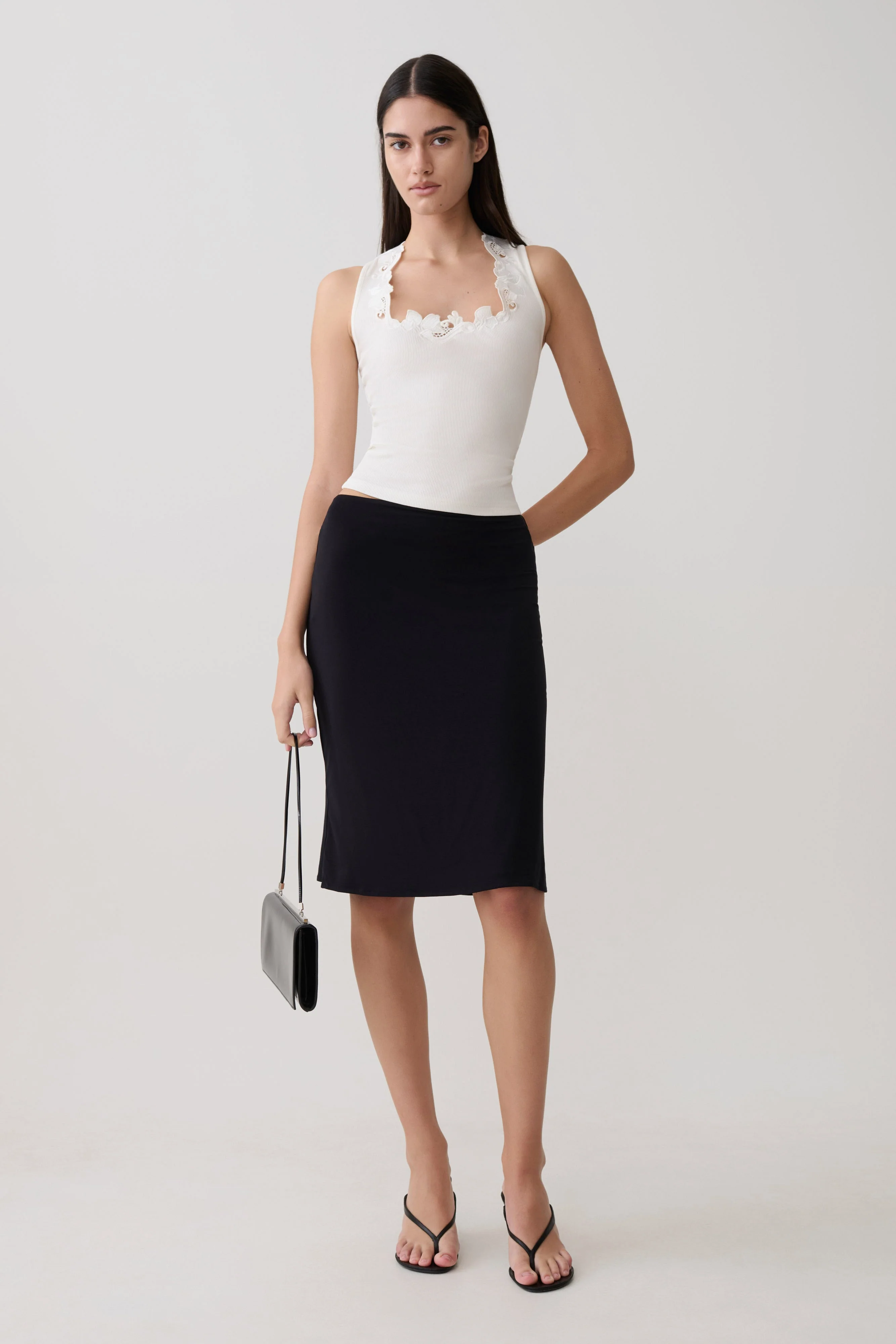 Greer Knee Length Skirt - Black