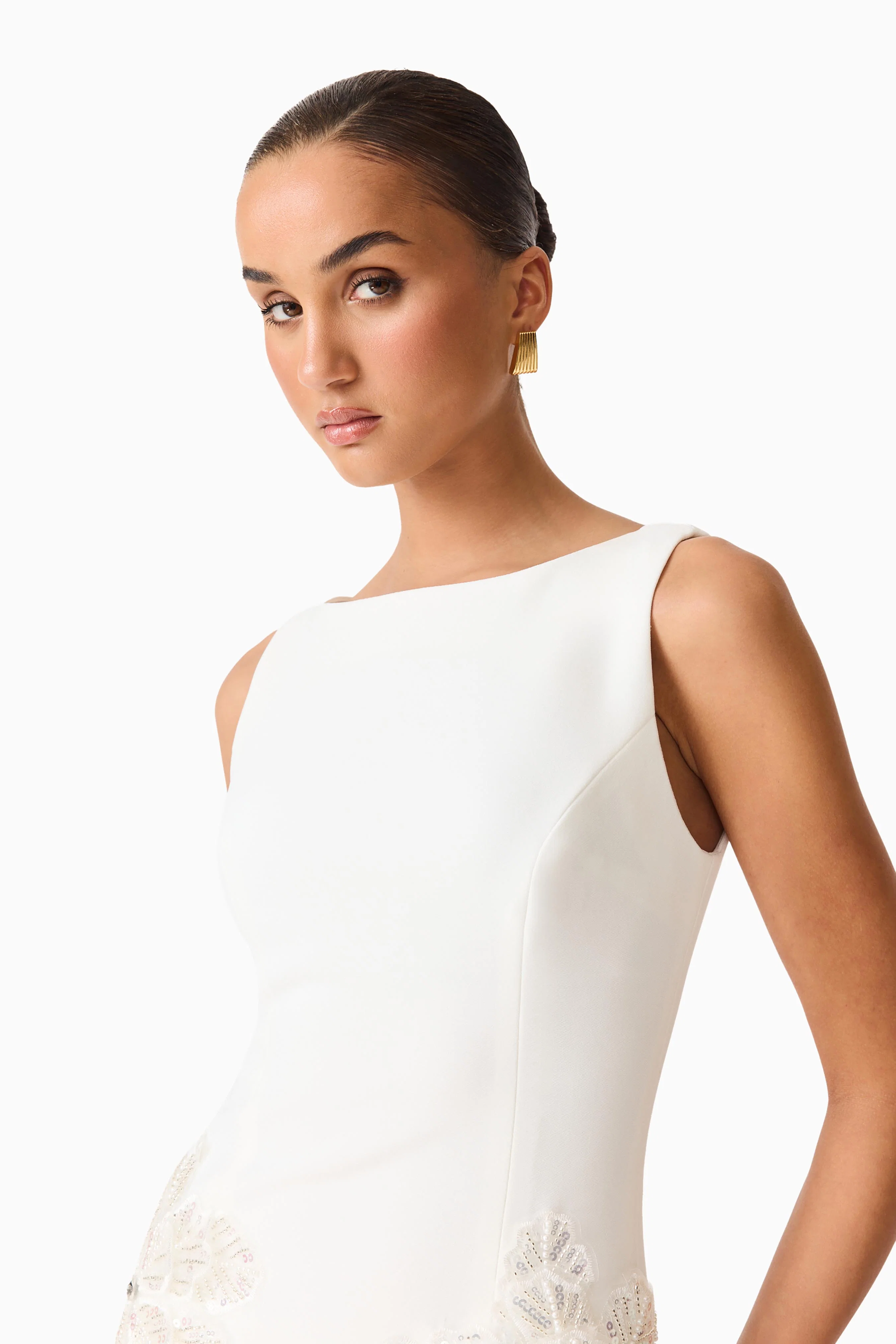 Skye Embellished Mini Dress in White