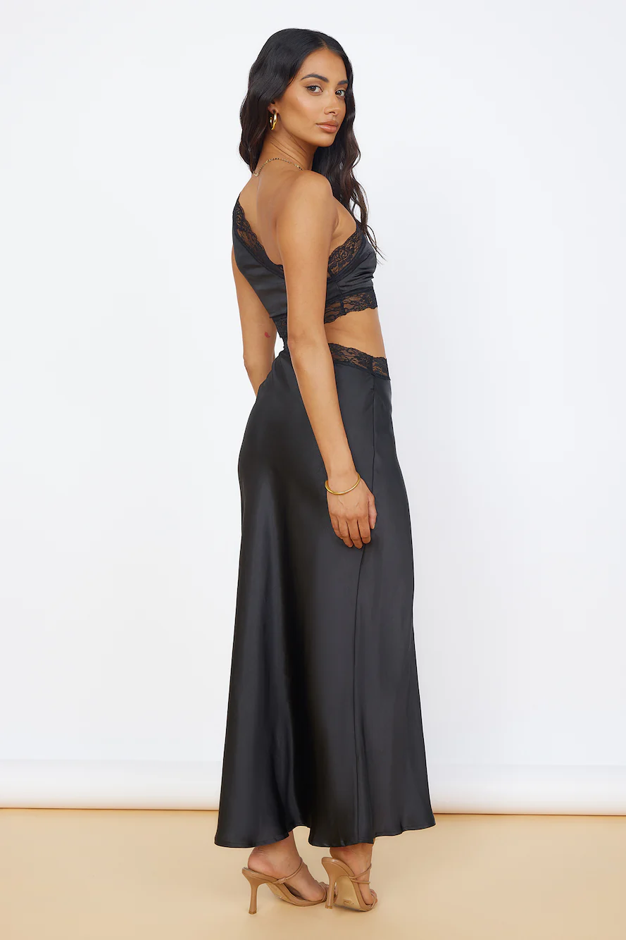 Limitless Love Satin Maxi Dress Black