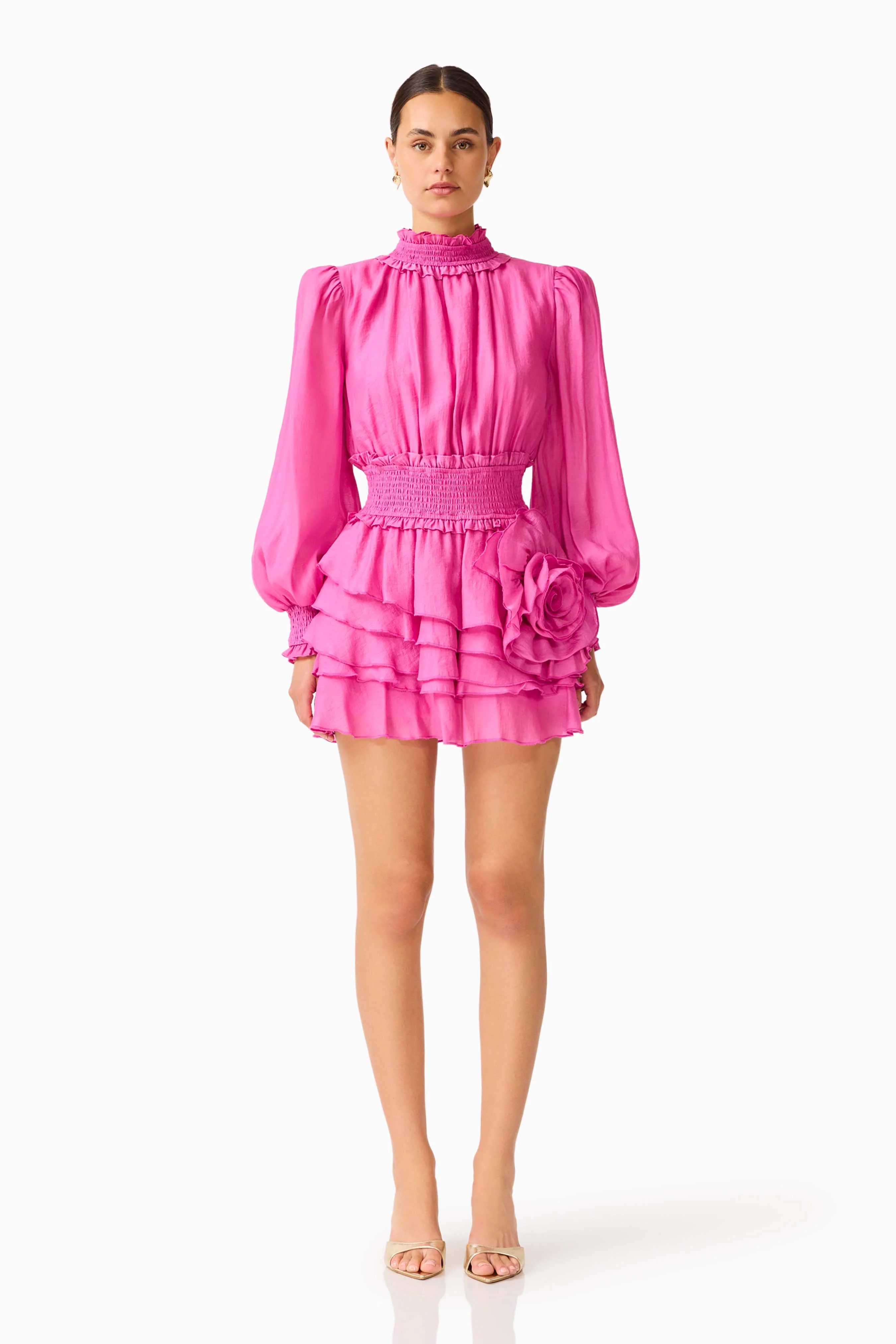 Rosera Long Sleeve Playsuit in Pink