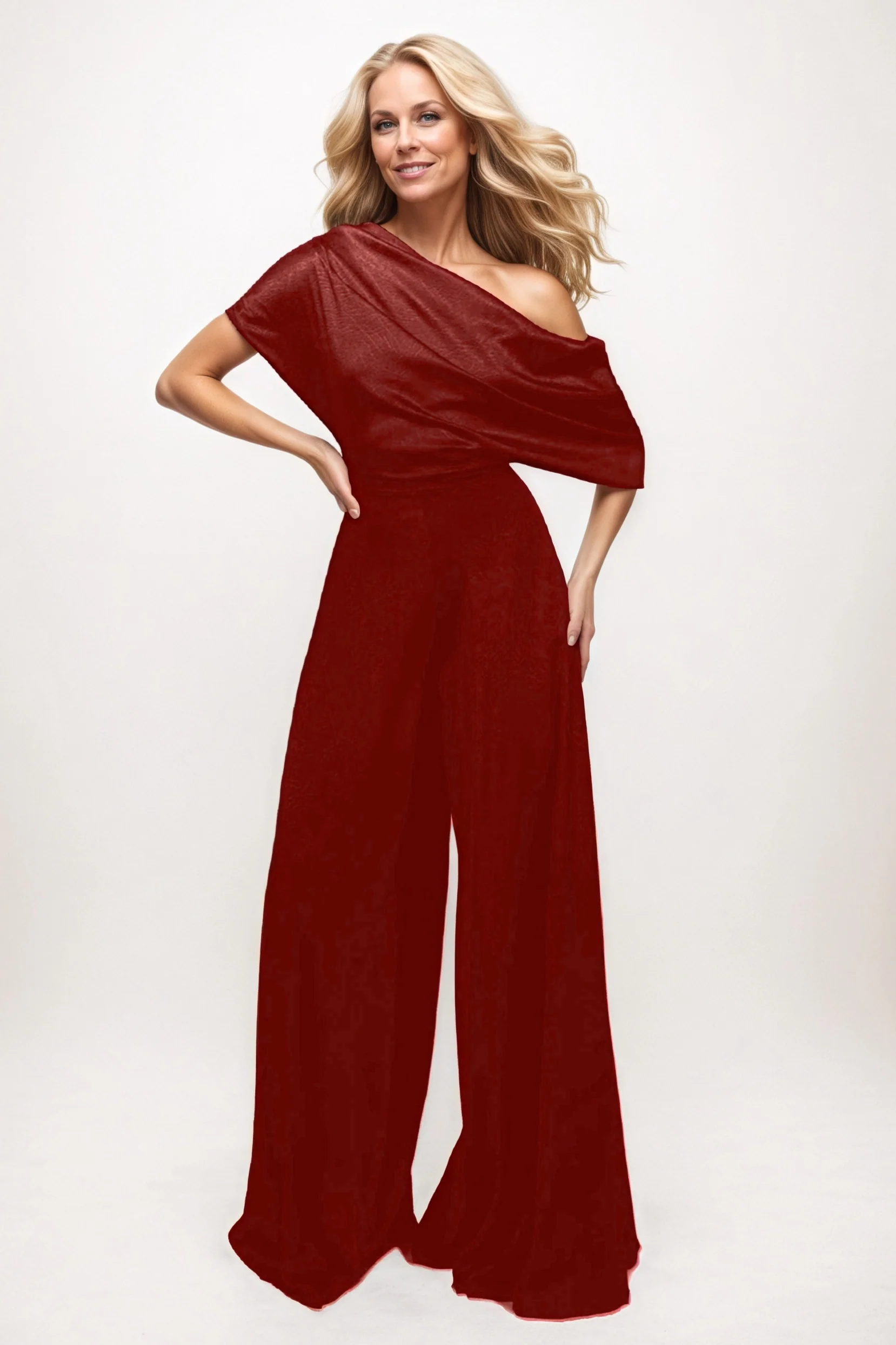 Jumpsuit Maxi Elastic Satin Chiffon Mother of the Bride Dresses CM0391
