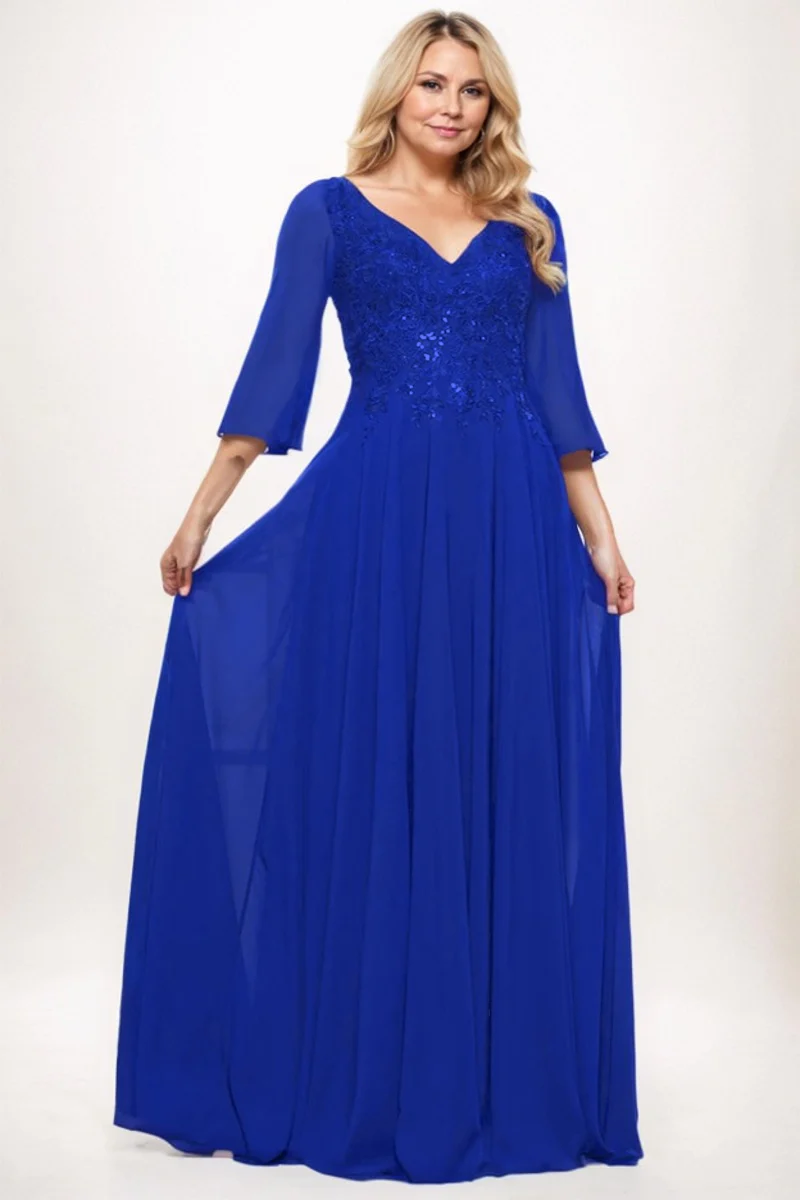 A-Line Maxi Chiffon Mother Dress CM0254
