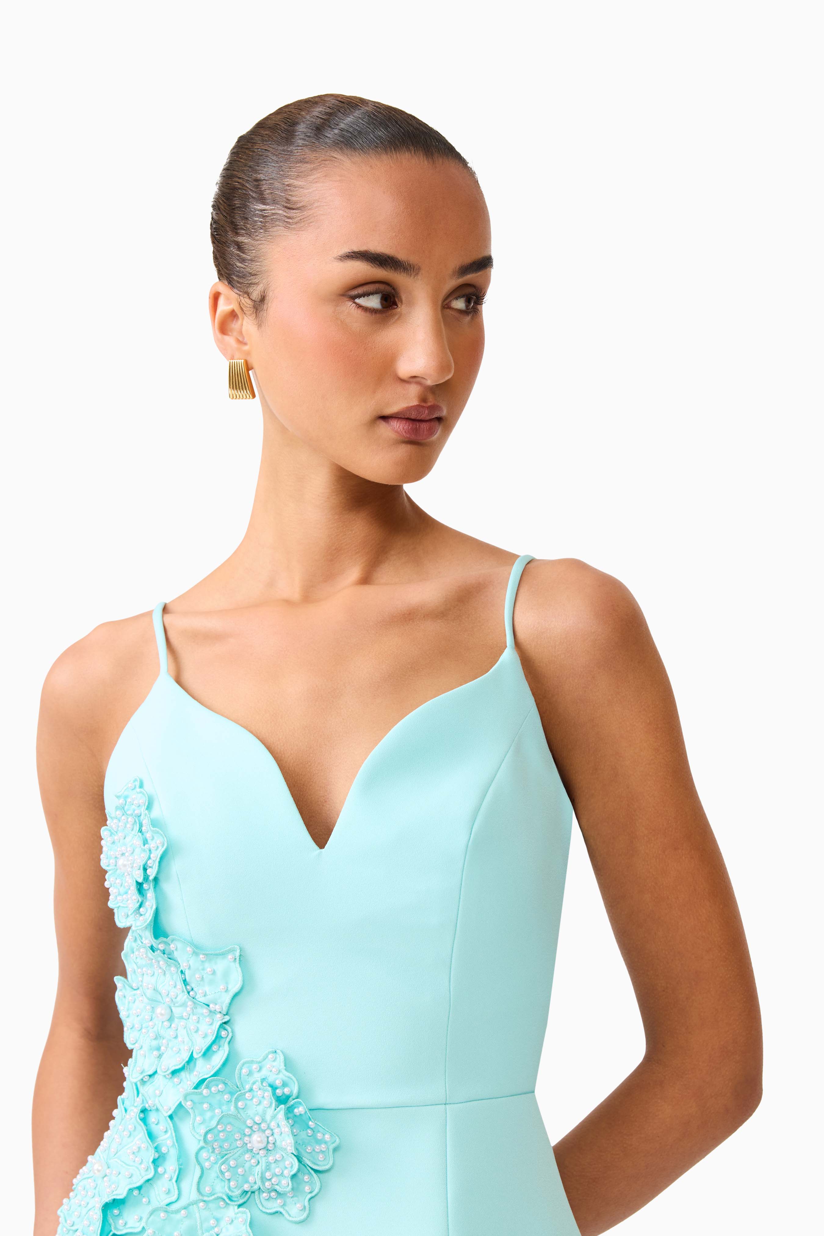 Stella Tulip Mini Dress in Aqua Blue