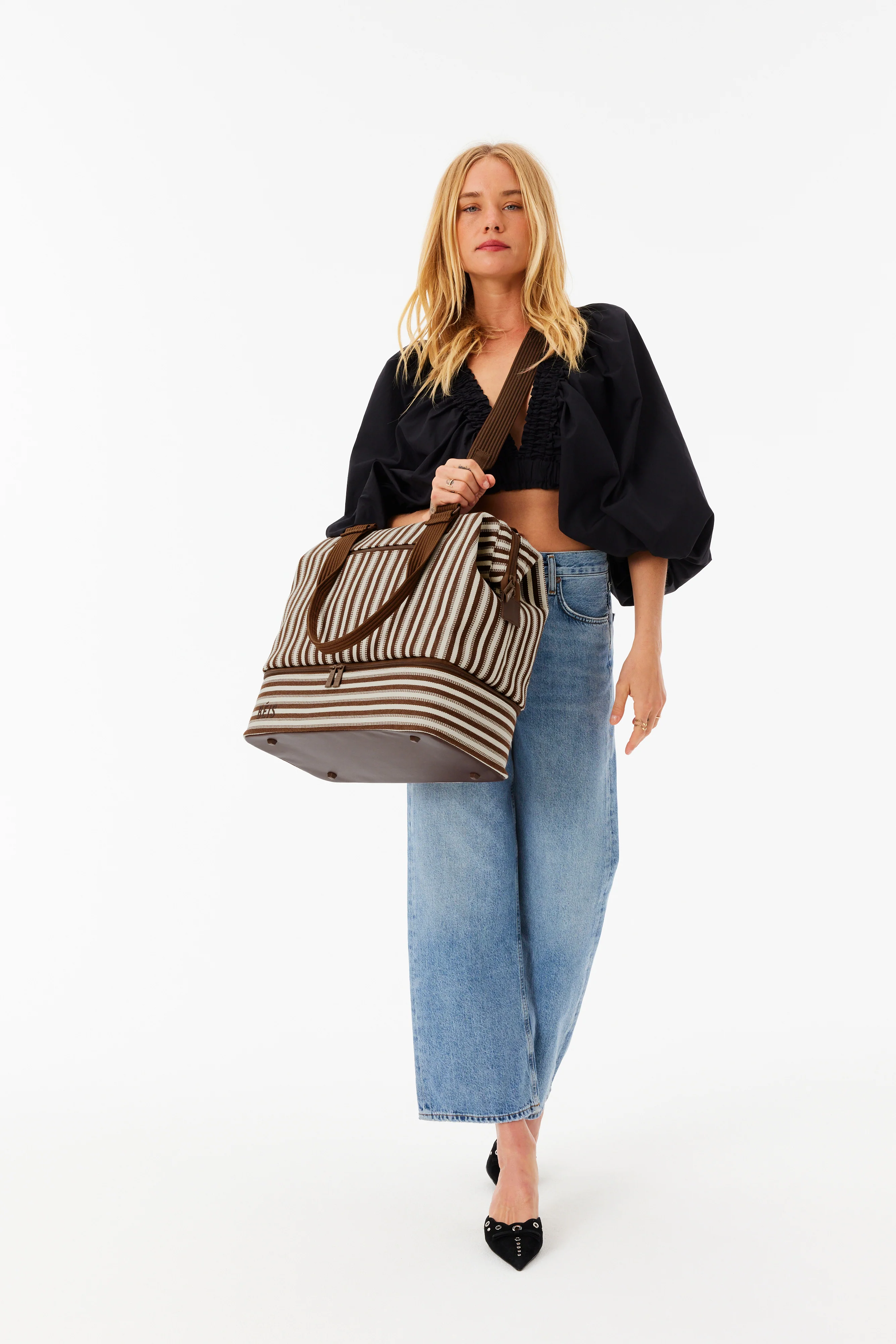 BEIS 'The Mini Weekender in Maple Stripe