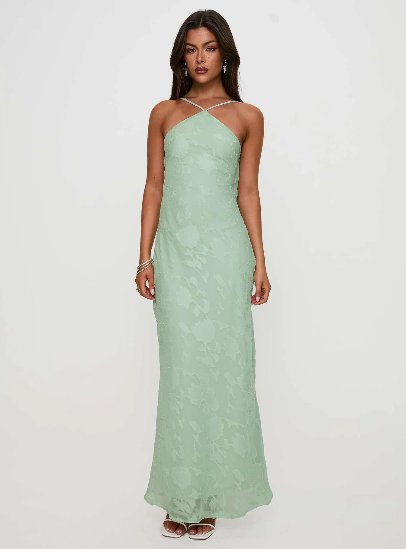 Zoelle Halter Maxi Dress Sage - luluinthesky