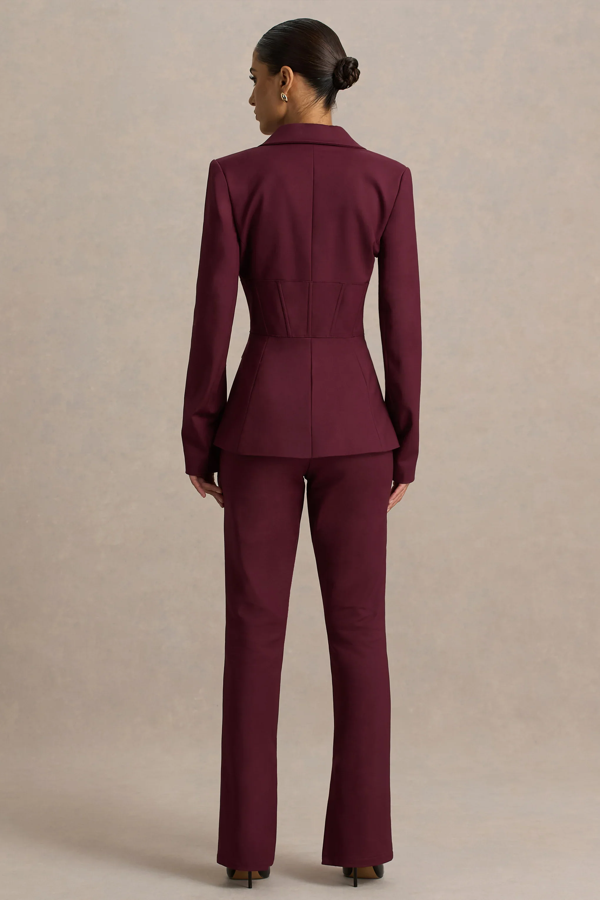 Wonder Woman | Burgundy High Waist Tailored Trousers With Hem Split
