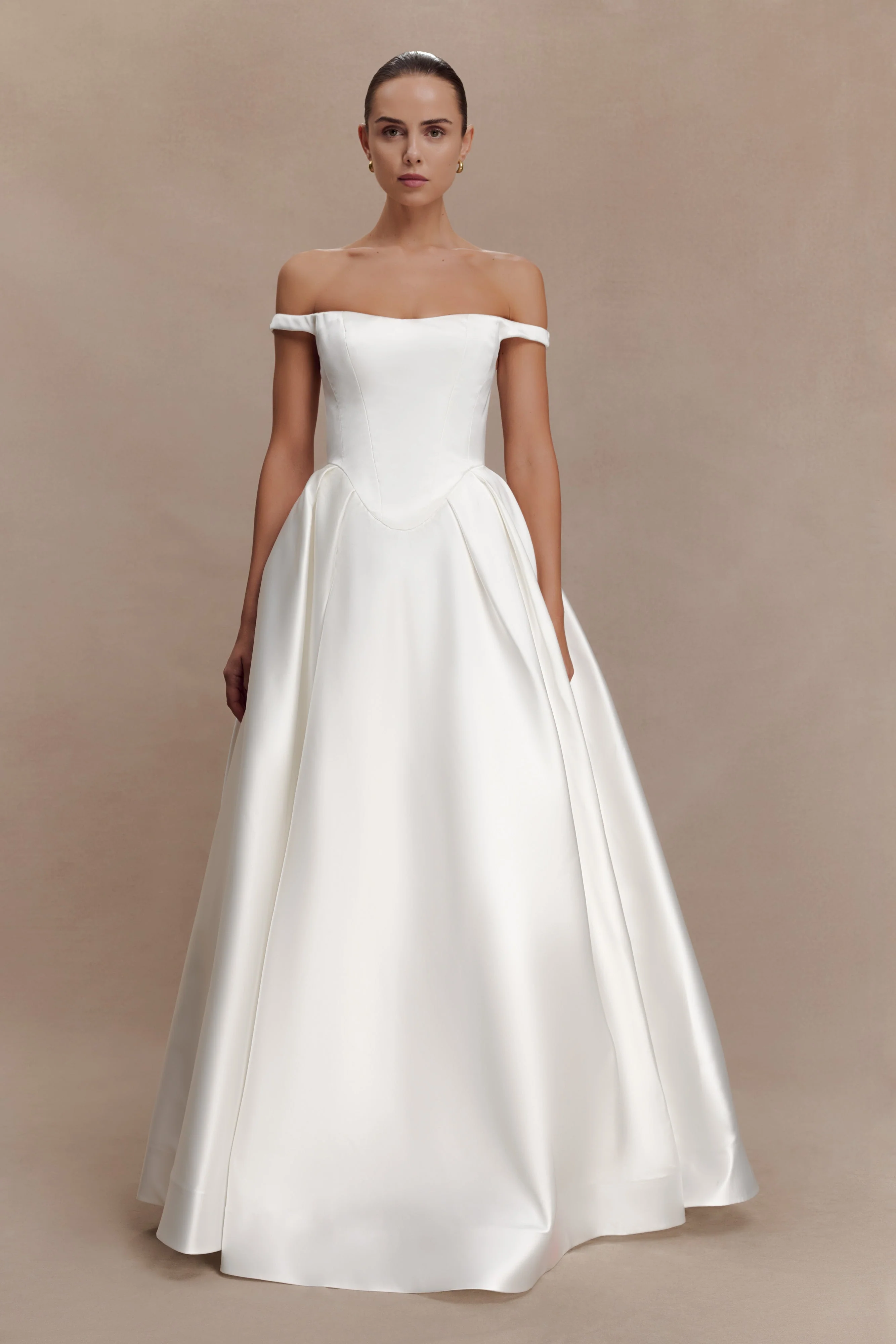 Willow-Off-Shoulder-Satin-Maxi-Gown-White