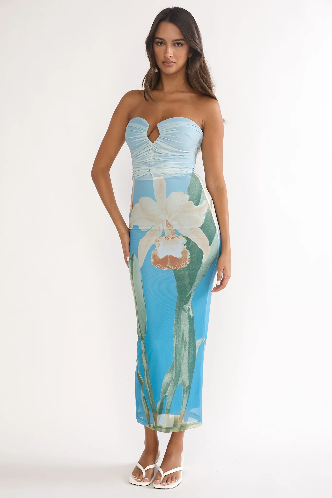 Lahita Strapless Midi Dress Orchid Blue