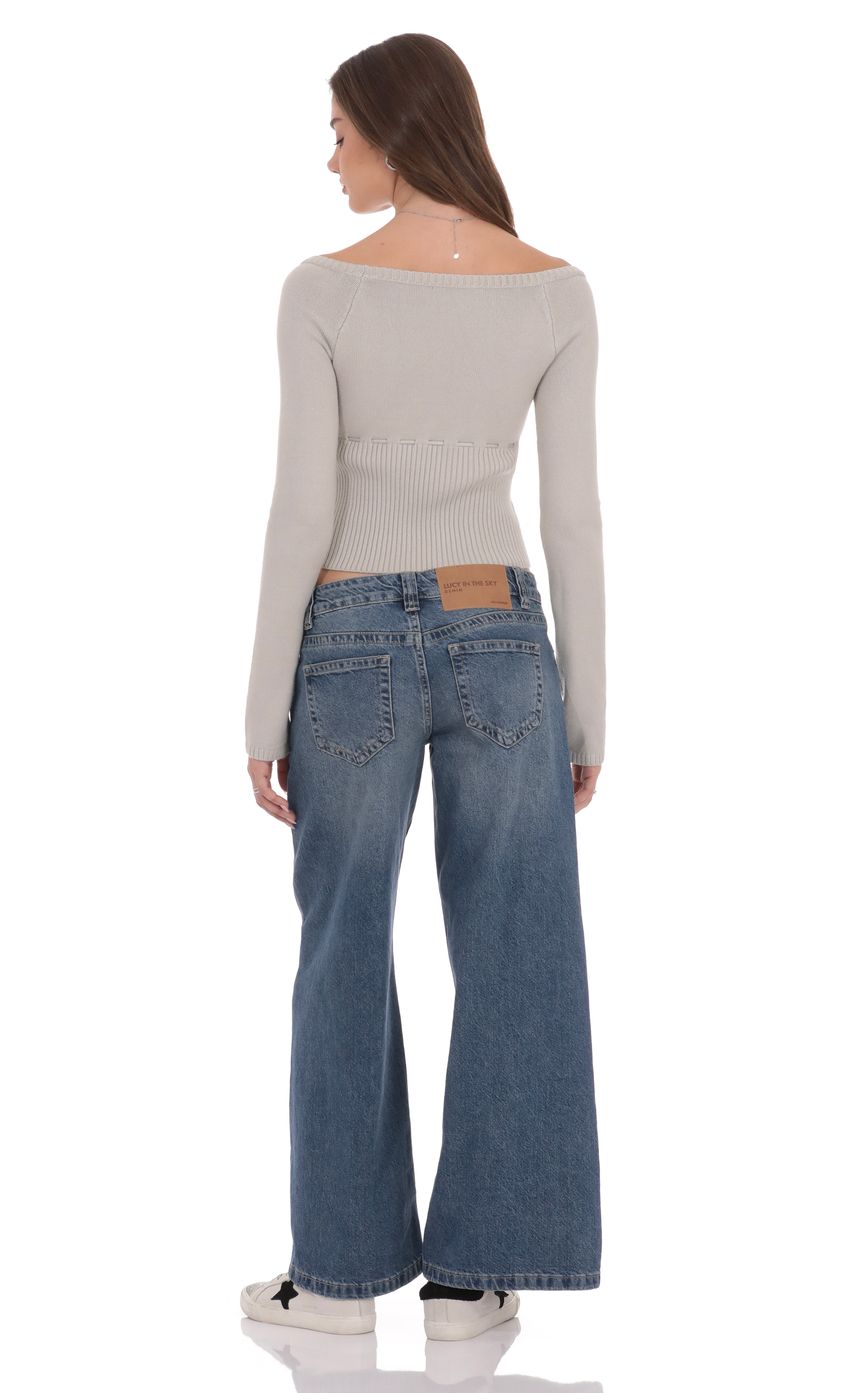 Low Rise Wide Leg Jeans in Blue