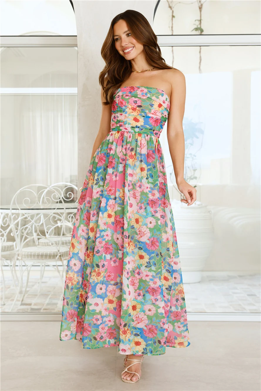 Floral Vibe Strapless Maxi Dress Floral