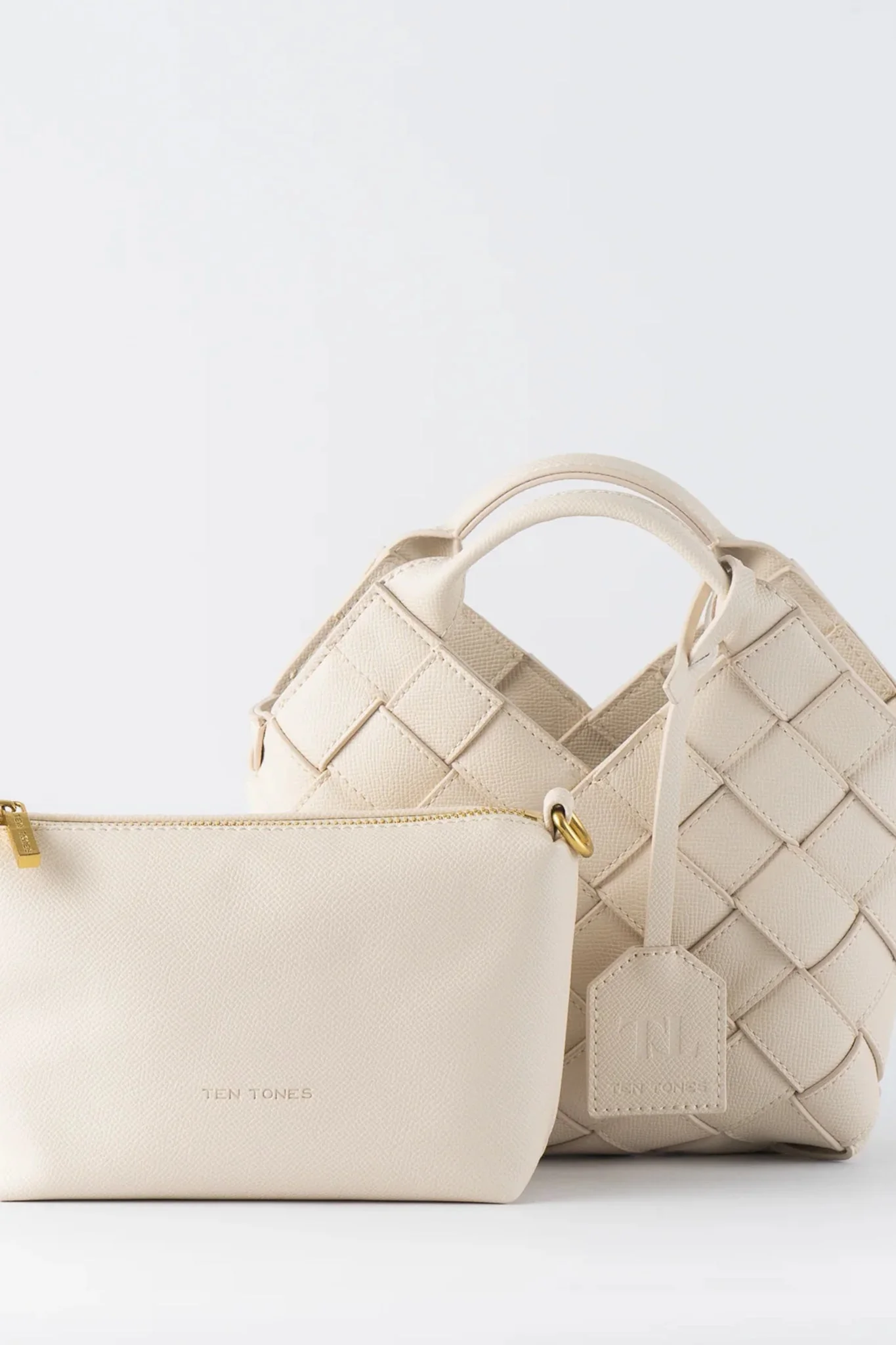 TEN TONES Clementine Woven Mini Tote Cream