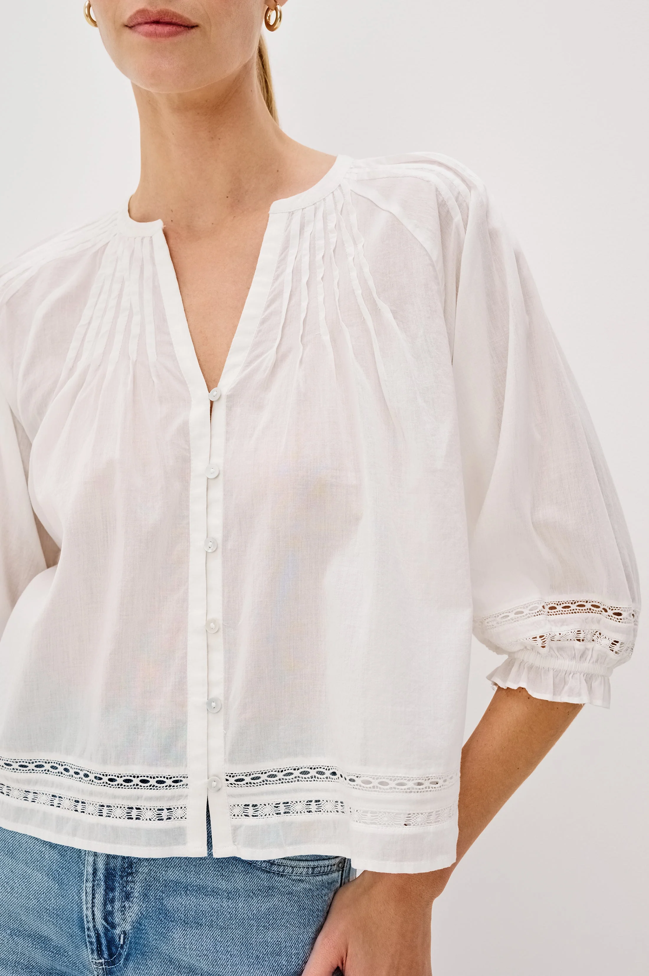 Lilah Top - White Lace Detail