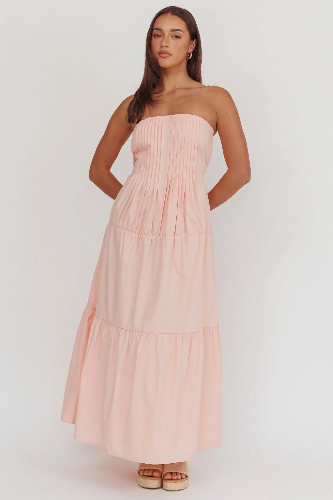 Deisa Pintuck Pleat Maxi Dress Cheek