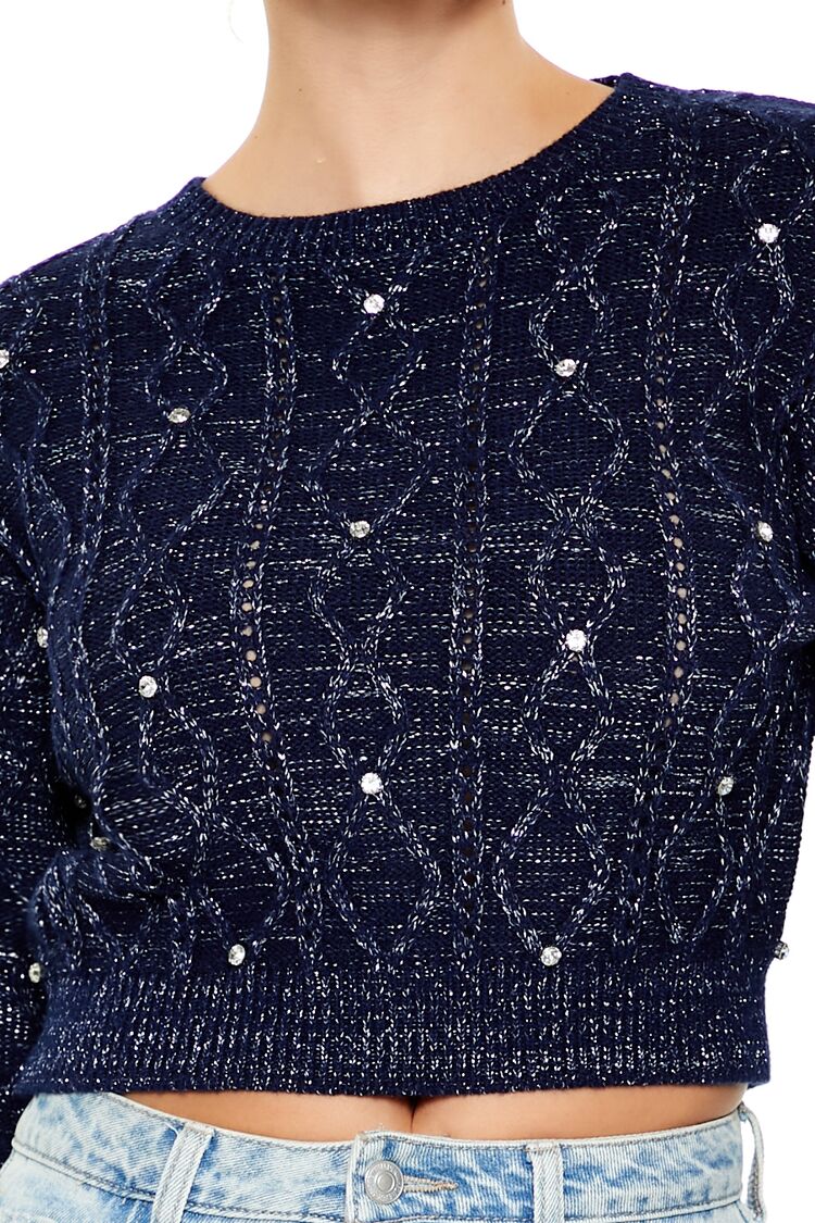 Glitter Knit Rhinestone Sweater
