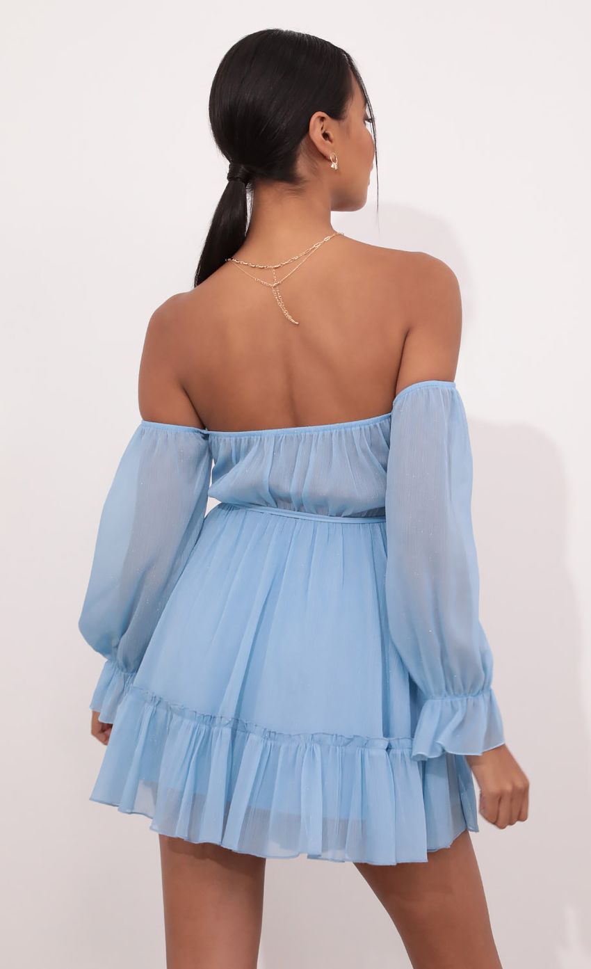 Cutout Off The Shoulder Dress in Sky Blue