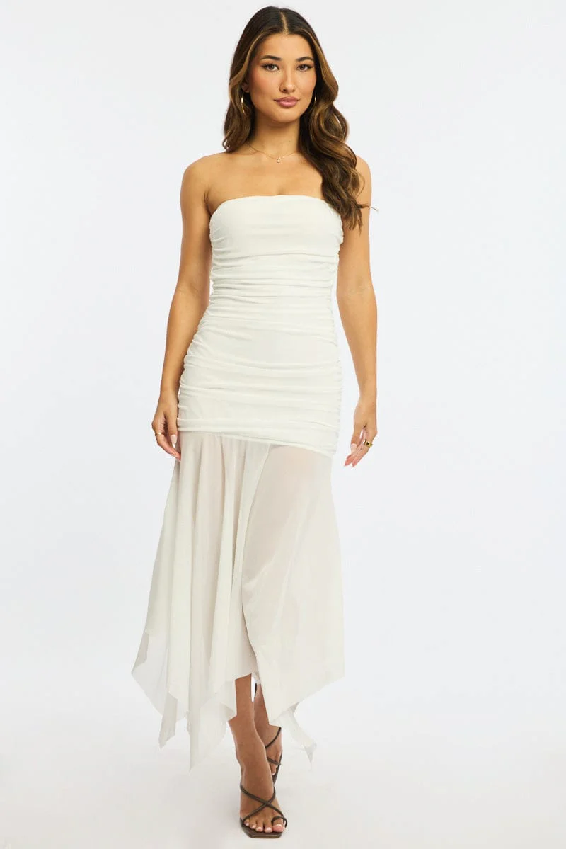 White Strapless Maxi Dress