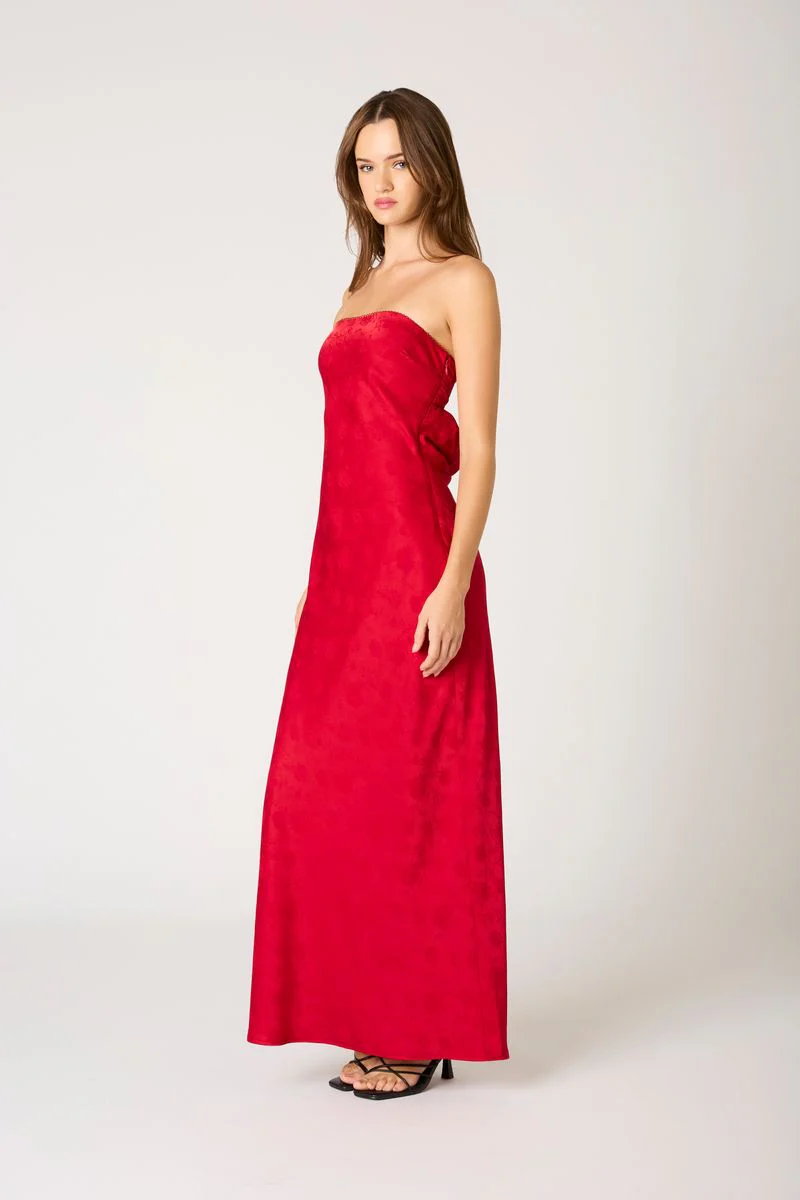 Strapless Open Cowl Back Gown