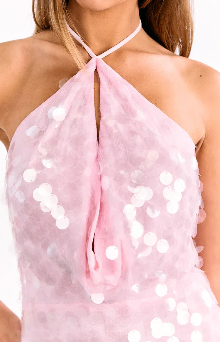 Adele Pink Sequin Mini Dress - FASHION NOB