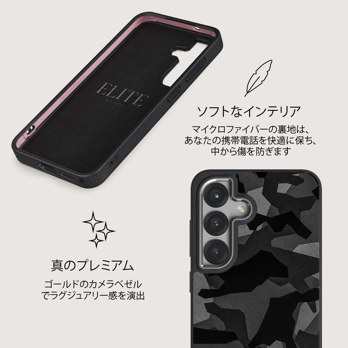 Night Black Camouflage - Samsung Galaxy S25 ケース