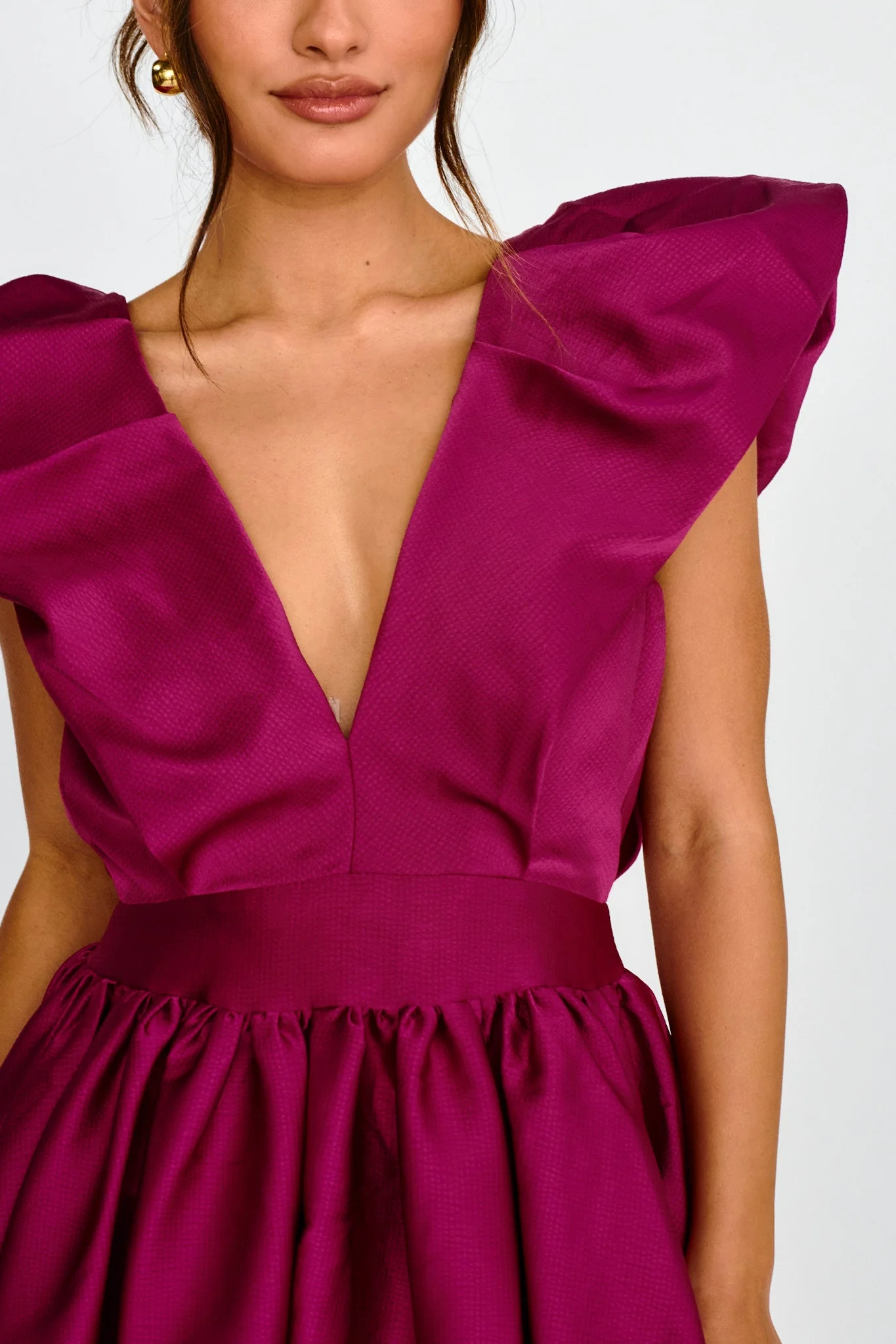 Hidden Heart Bubble Hem Mini Dress Magenta - luluinthesky