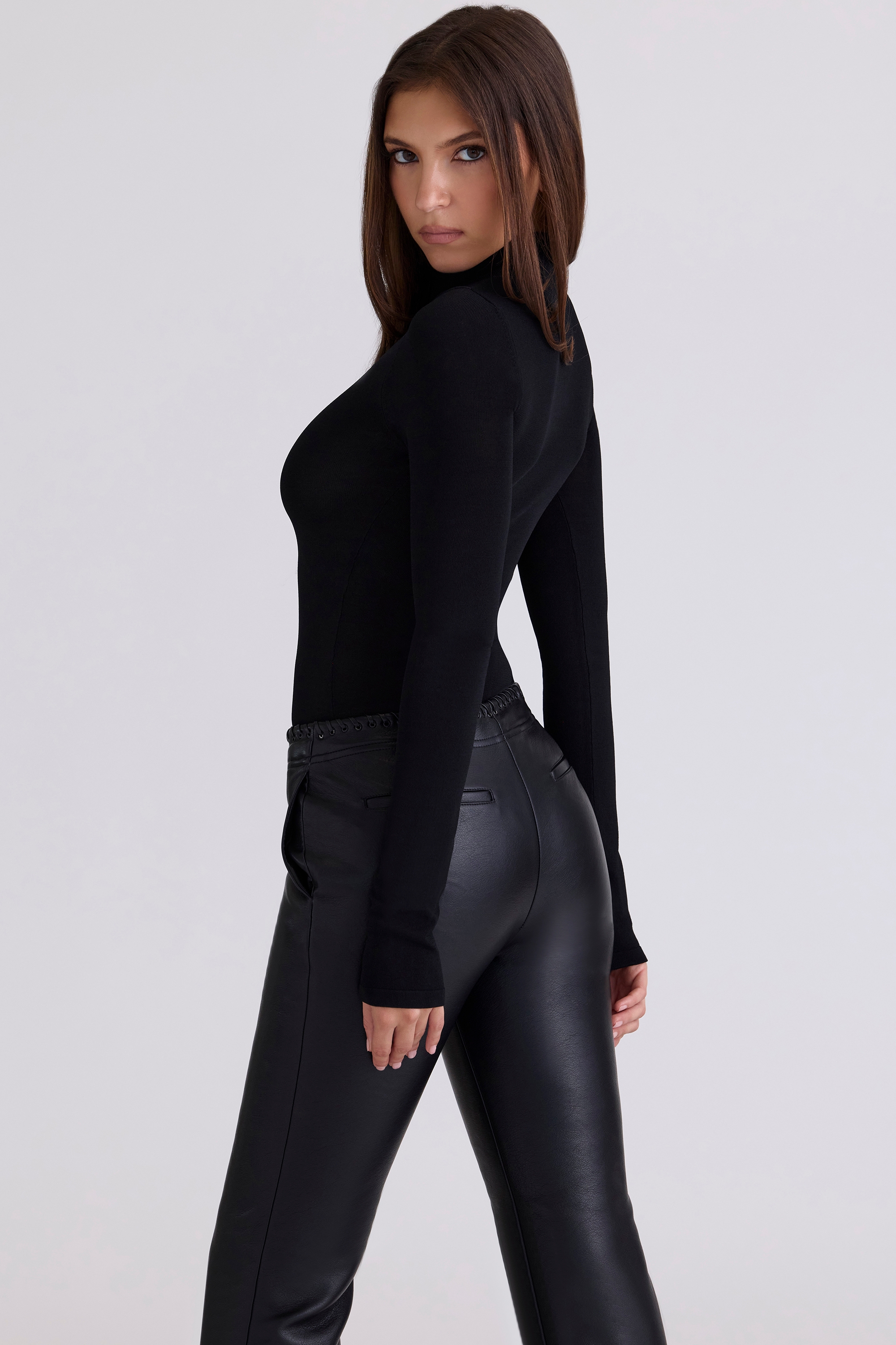 black high neck long sleeve bodysuit