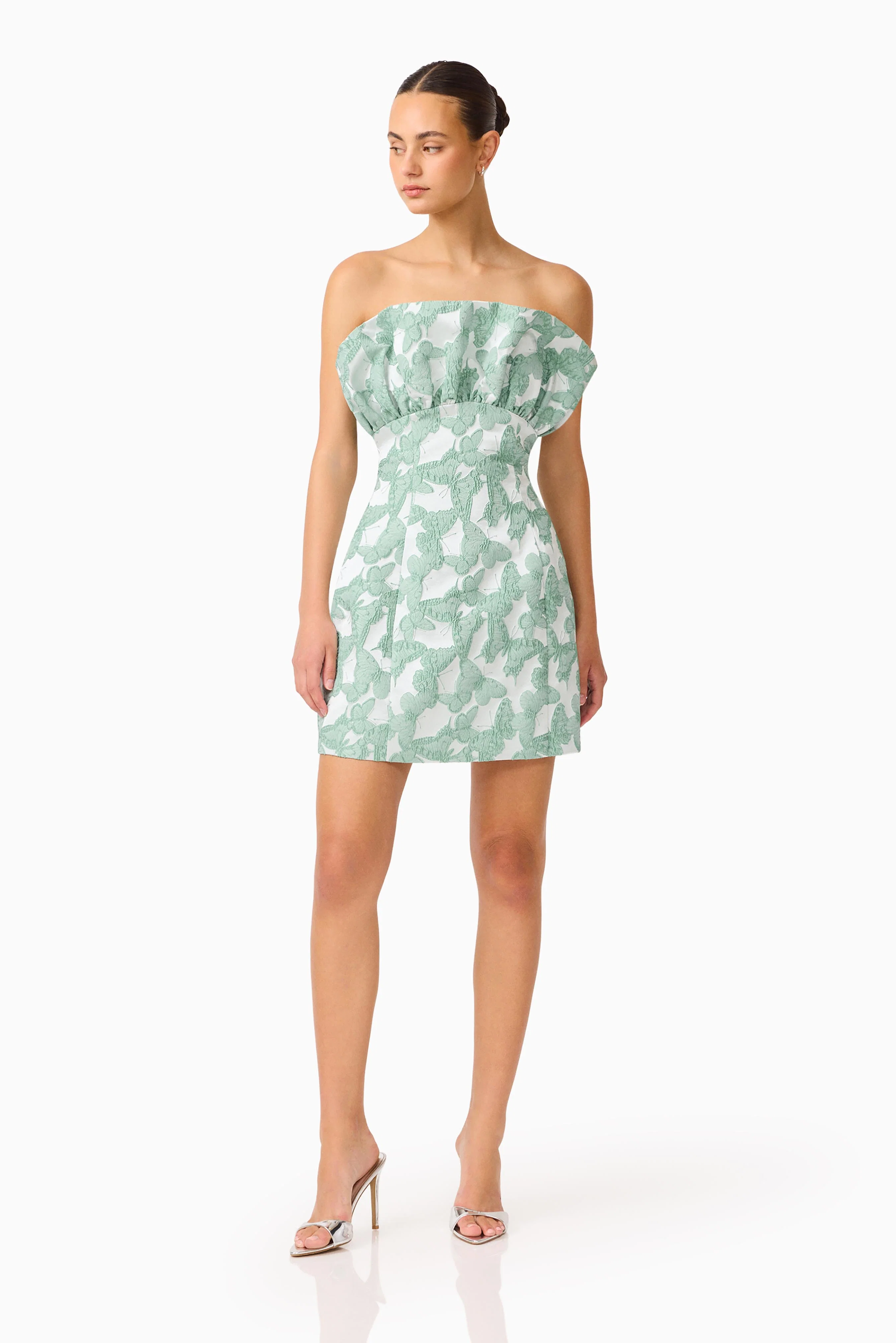 Lisette Ruffle Mini Dress in Sea Green