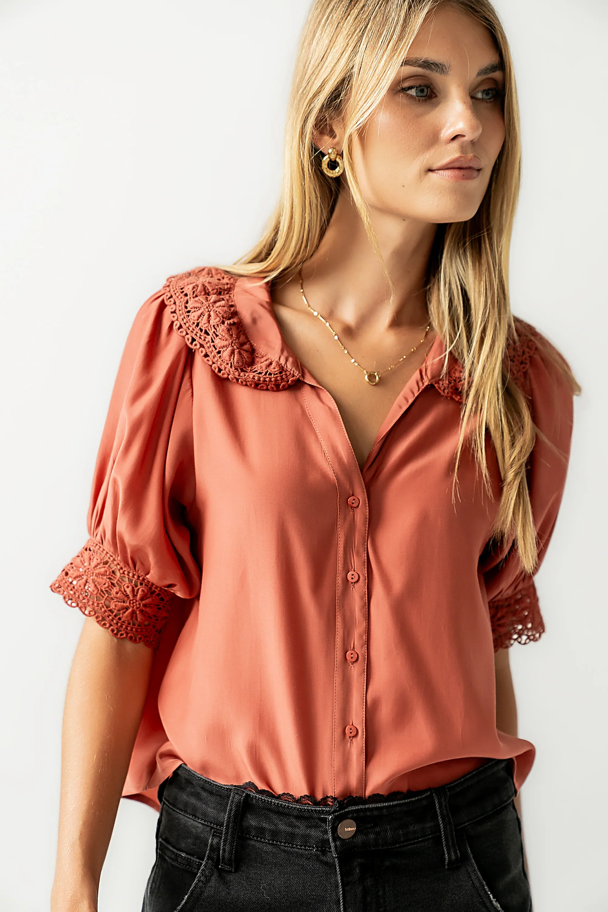 Zayne Button Up in Clay