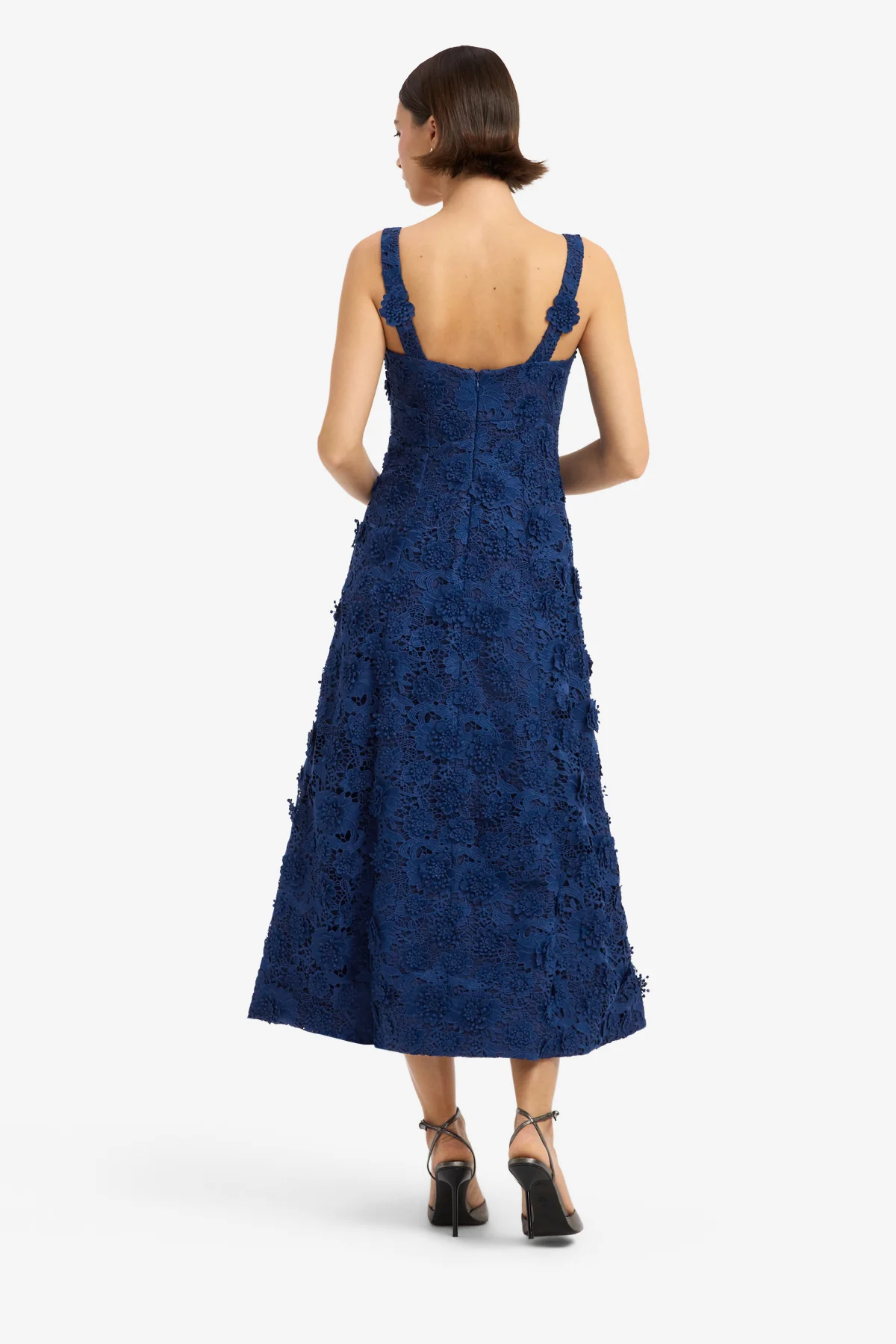 Odette Lace Midi Dress - Navy