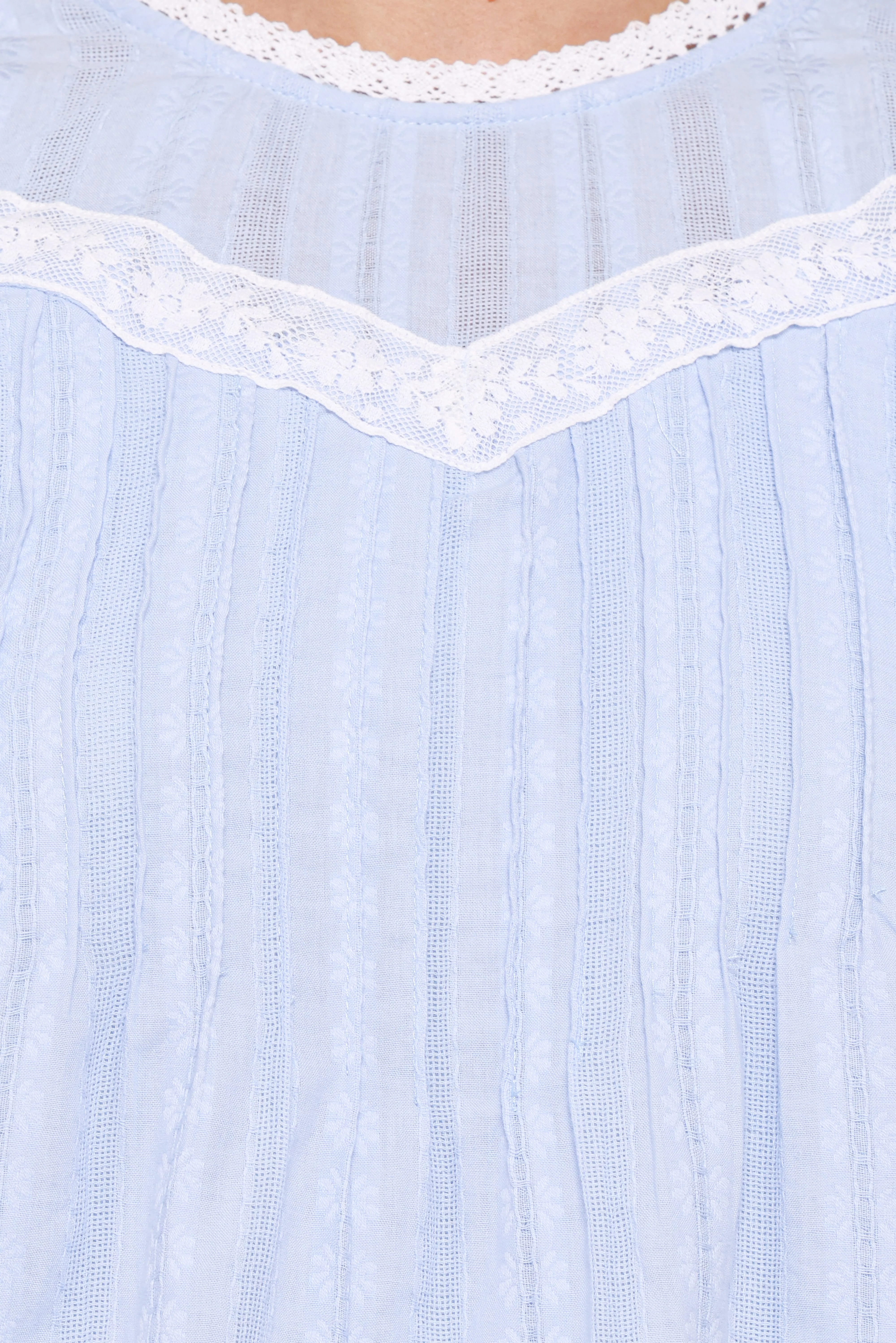 Laoise Lace Inset Ruffle Top - Light Blue