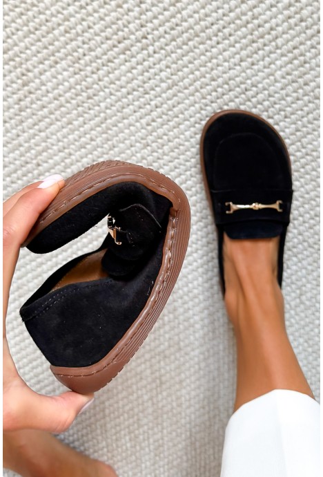 Czarne zamszowe mokasyny barefoot Lazea