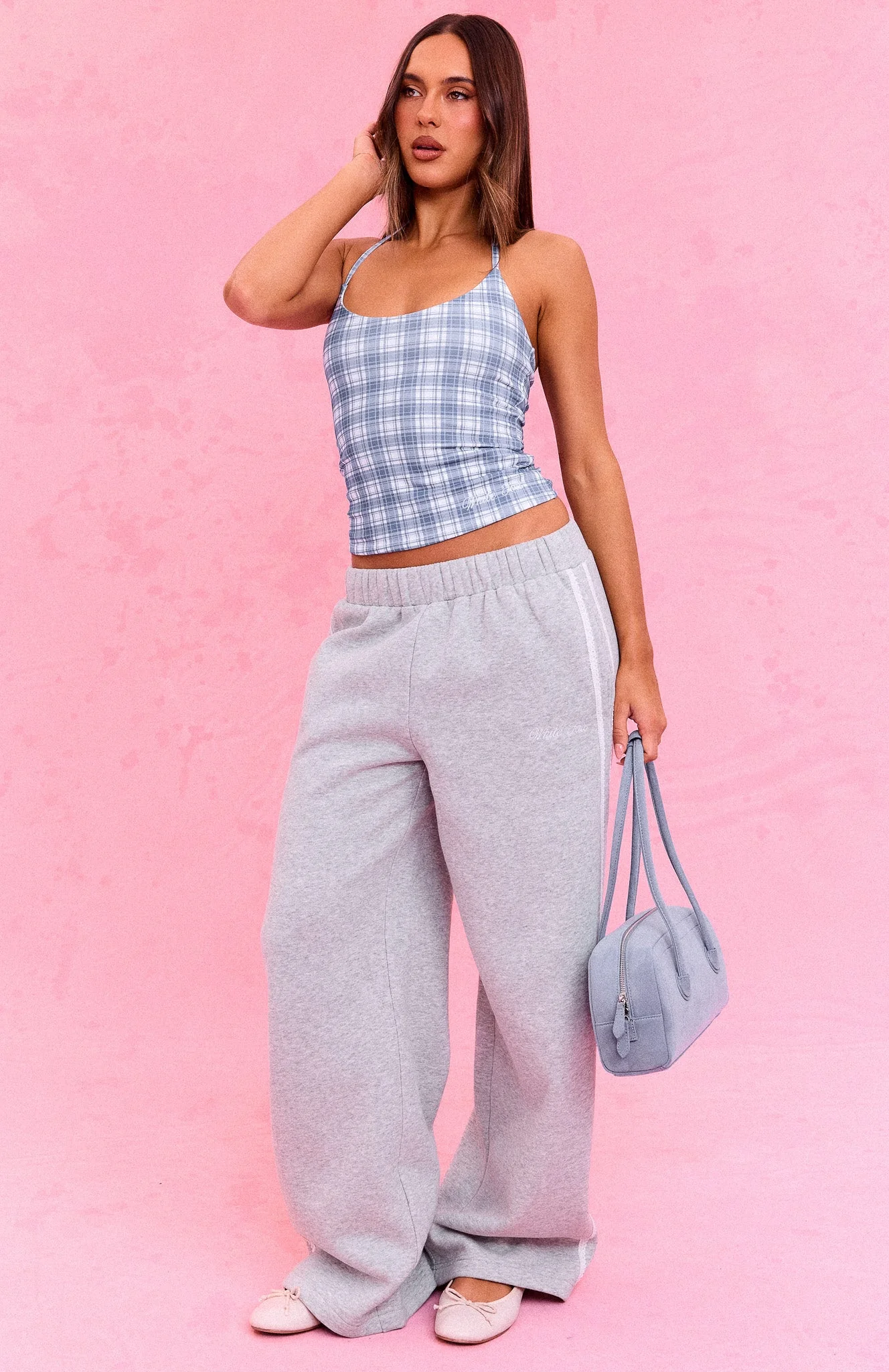 The Social Club Mirabelle Halter Top Blue Plaid