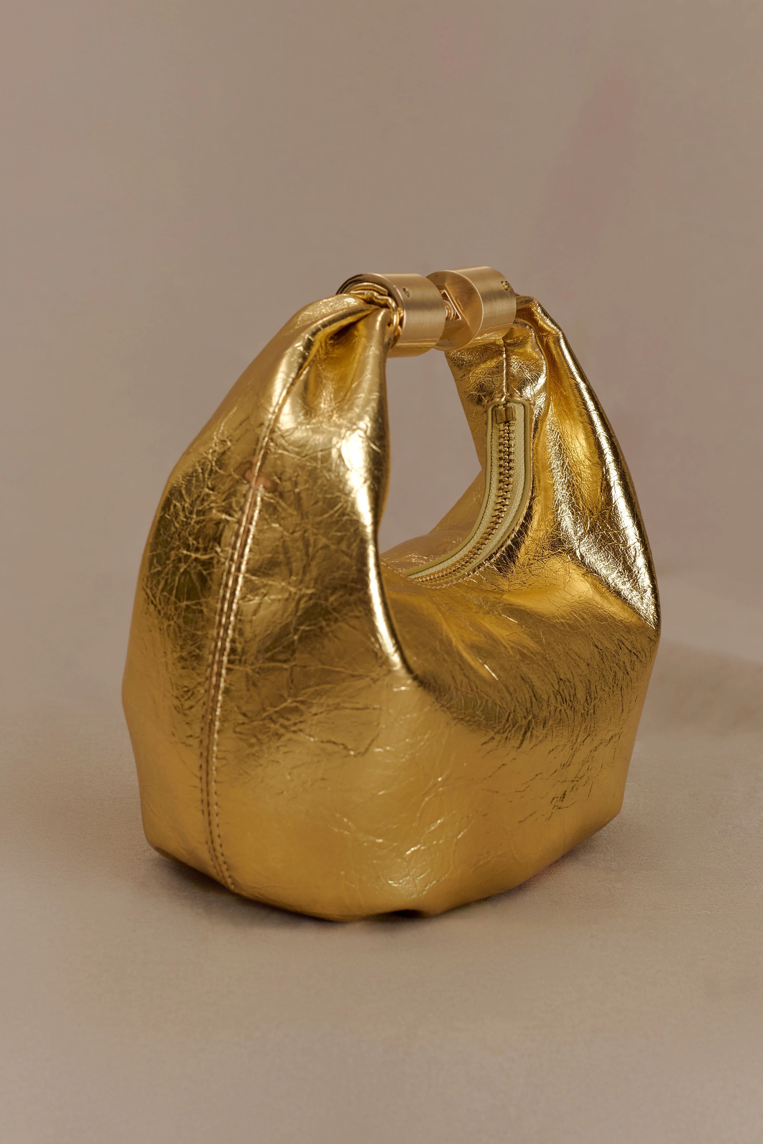 Bristol Mini Croissant Leather Bag - Gold