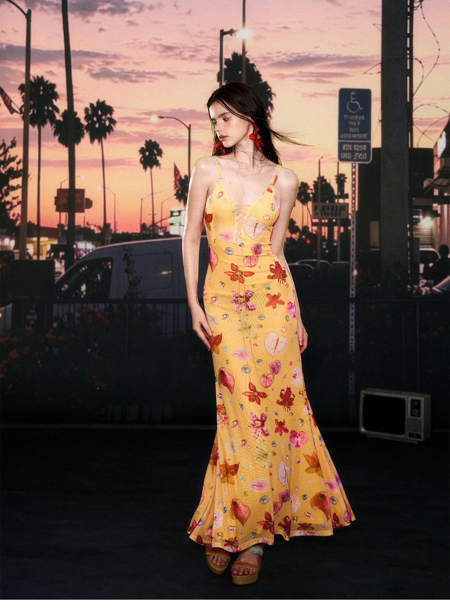 Lace-Up Mesh Mermaid Dress