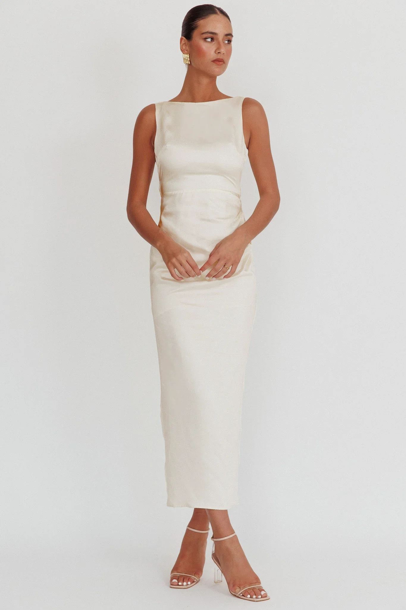 Leila Boat Neck Maxi Dress Ivory