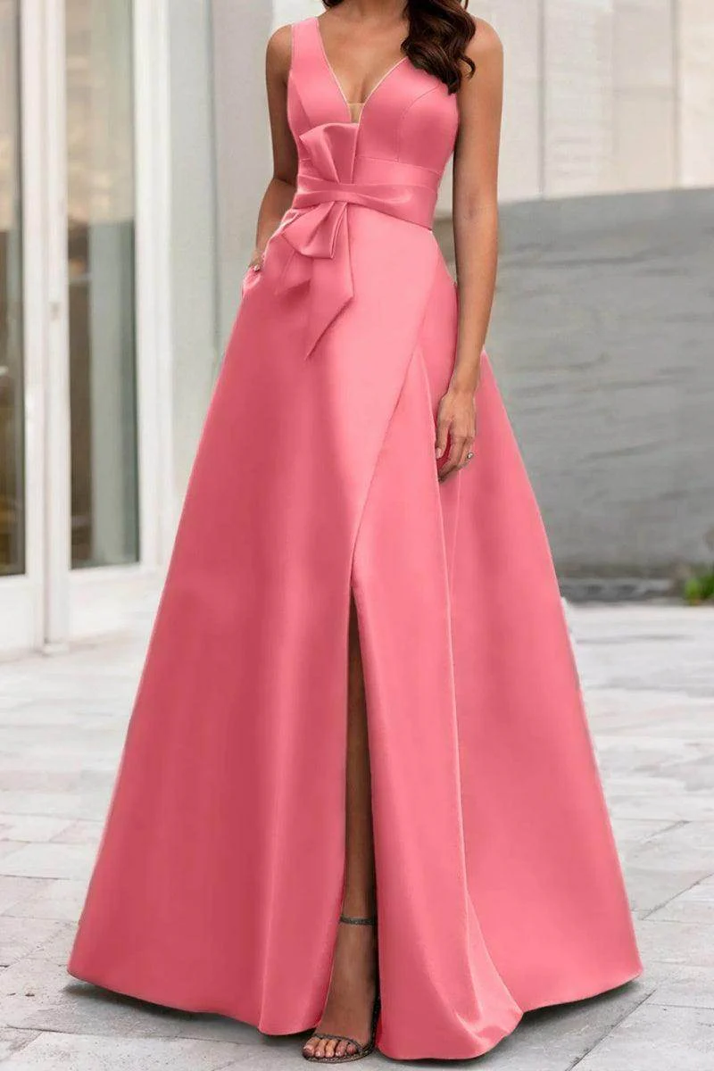 A Line V Neck Sleeveless Mother Of The Bride Dresses CM0341