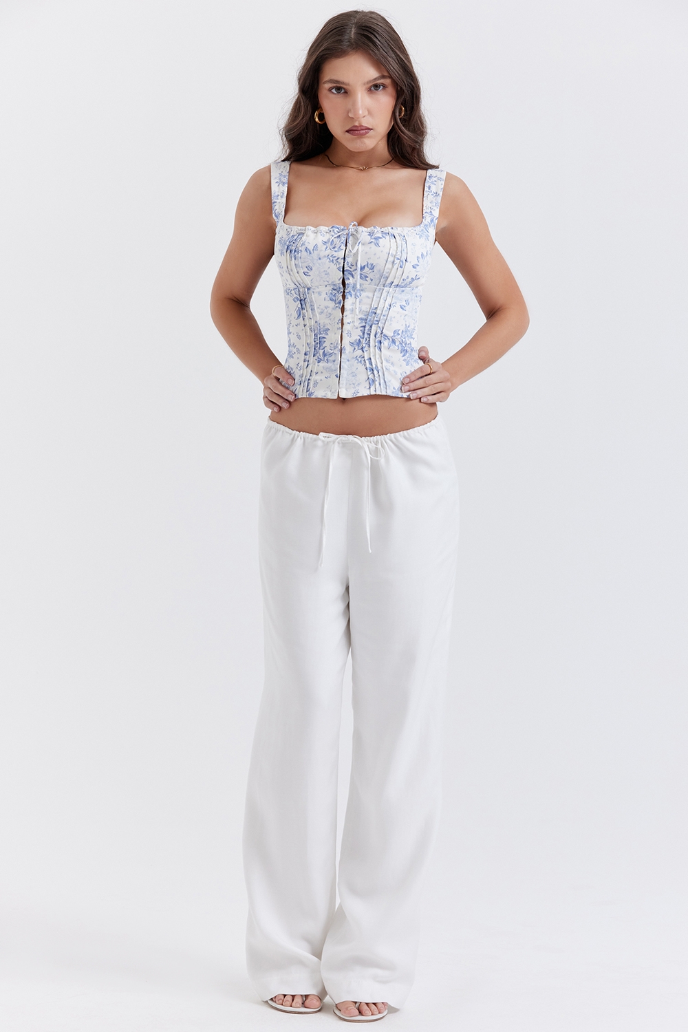 Ivory Linen Mix Trousers
